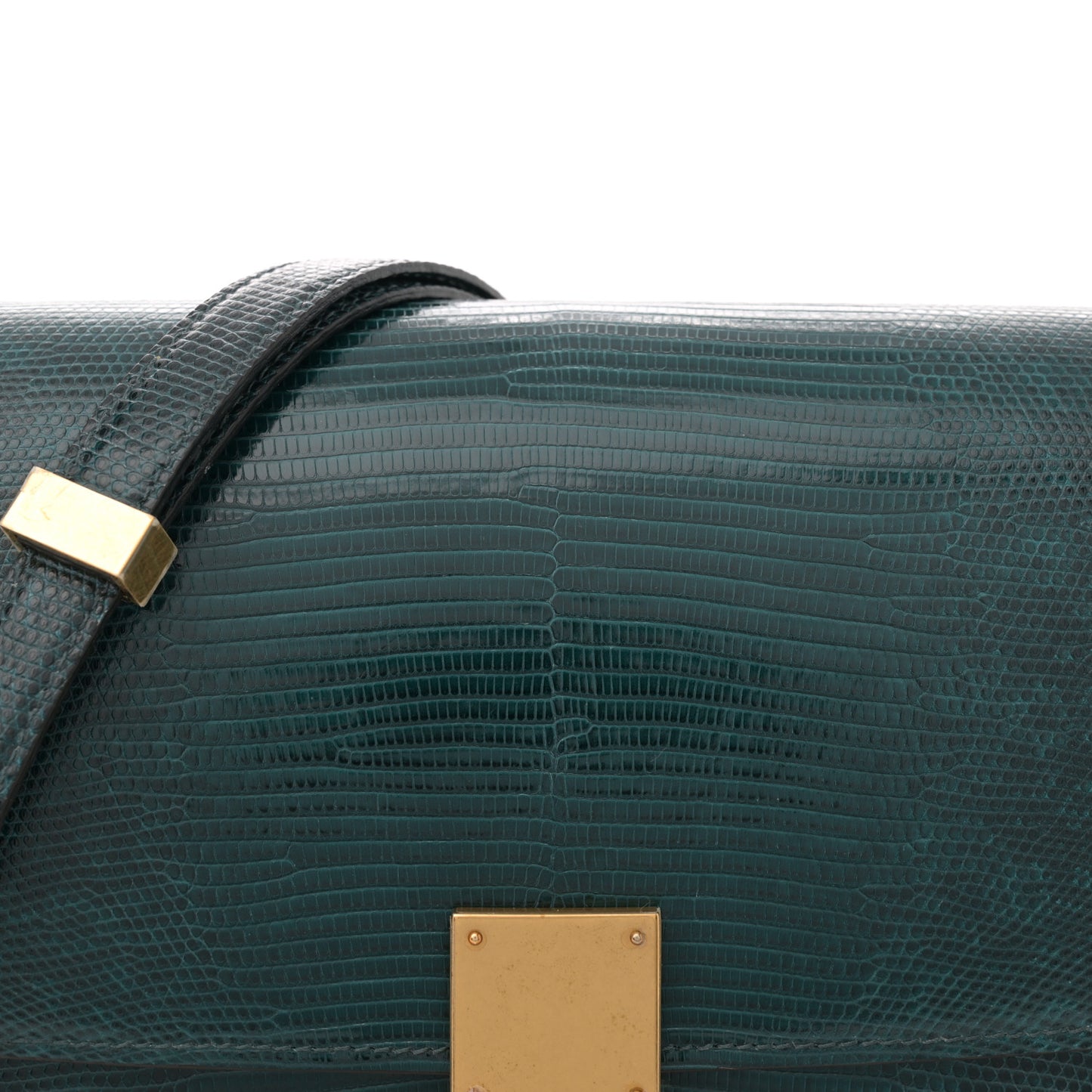 Lizard Medium Classic Box Flap Bag Dark Green