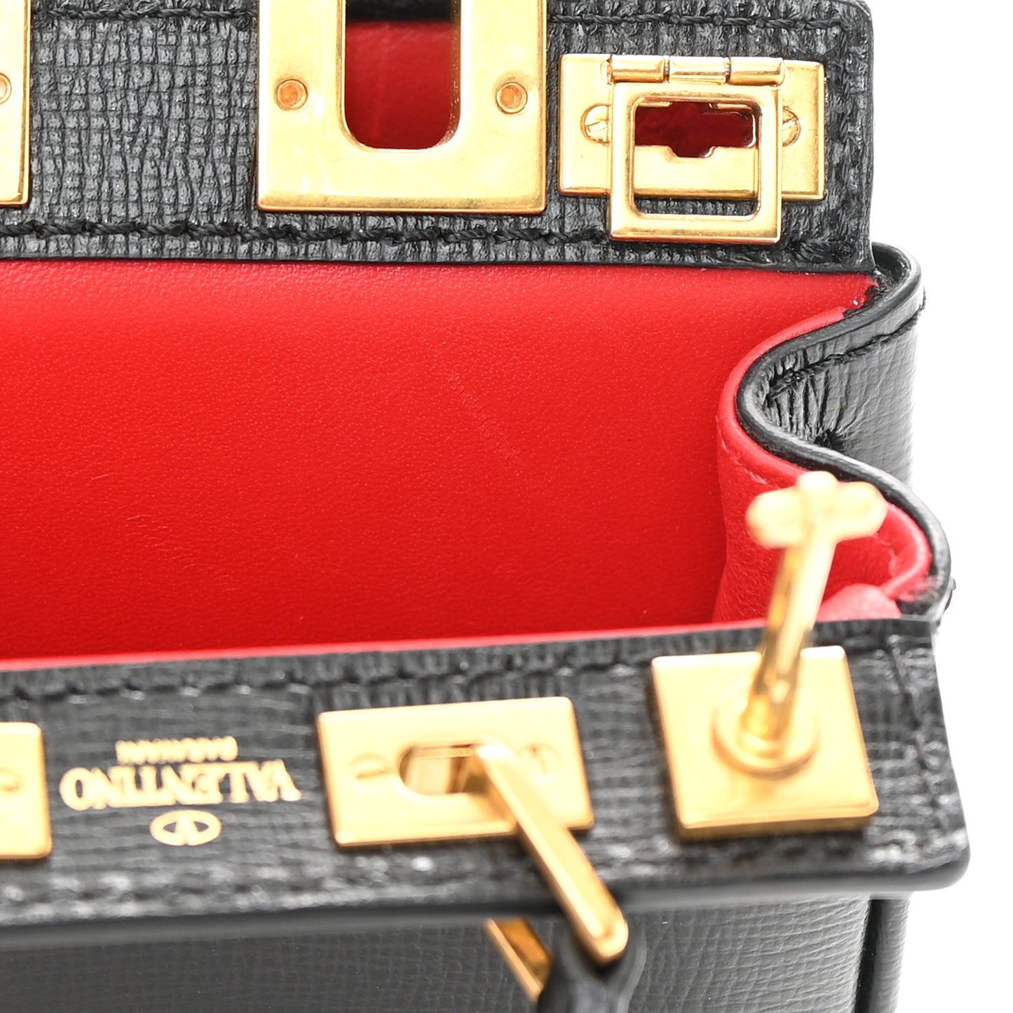 Grainy Calfskin Micro Rockstud Alcove Top-Handle Bag Black