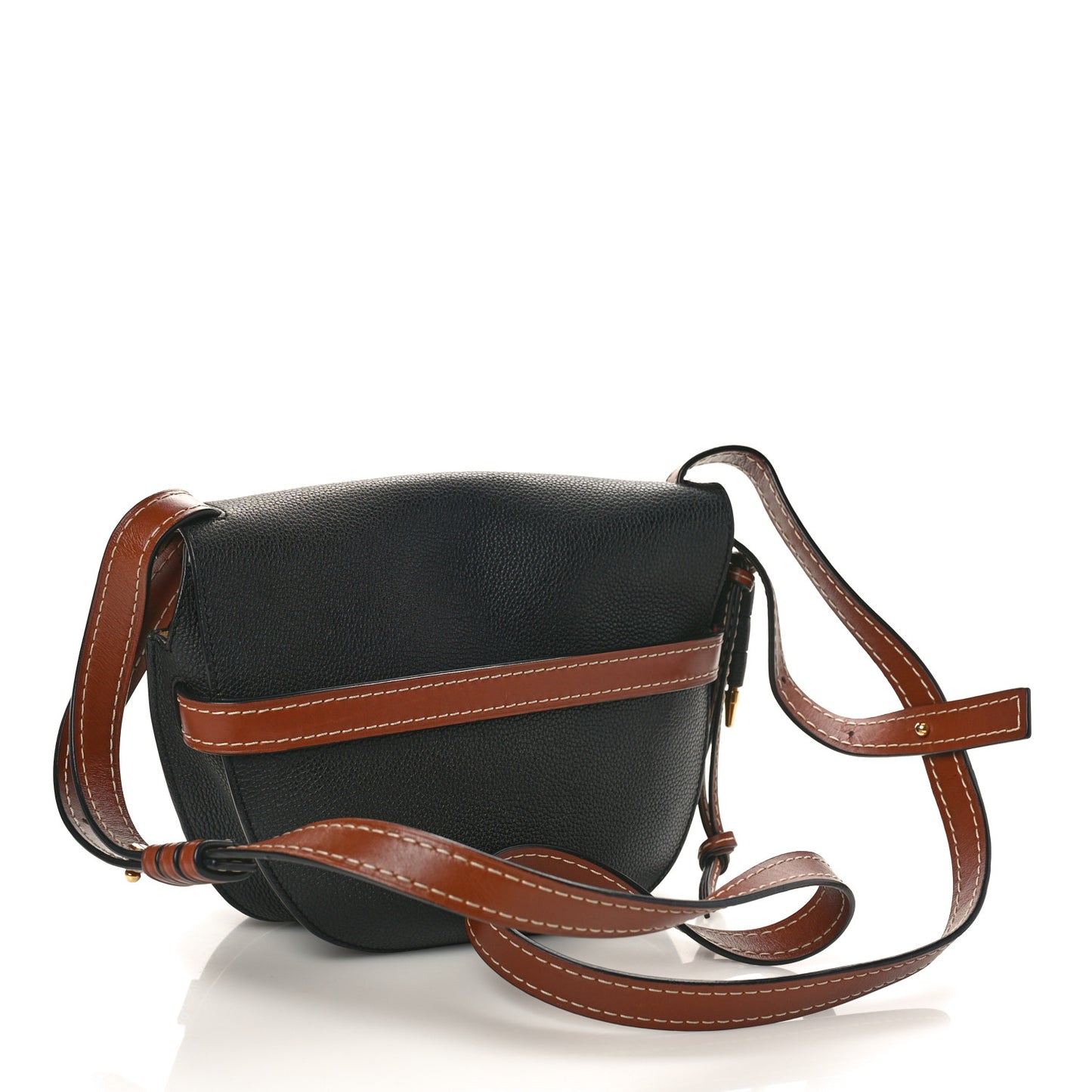 Grained Calfskin Small Gate Crossbody Bag Pecan Black