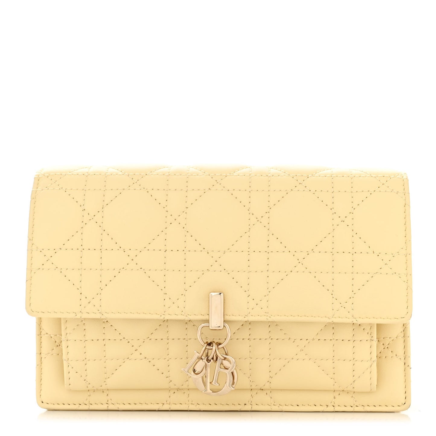 Lambskin Cannage Chain My Dior Daily Chain Pouch Soft Yellow