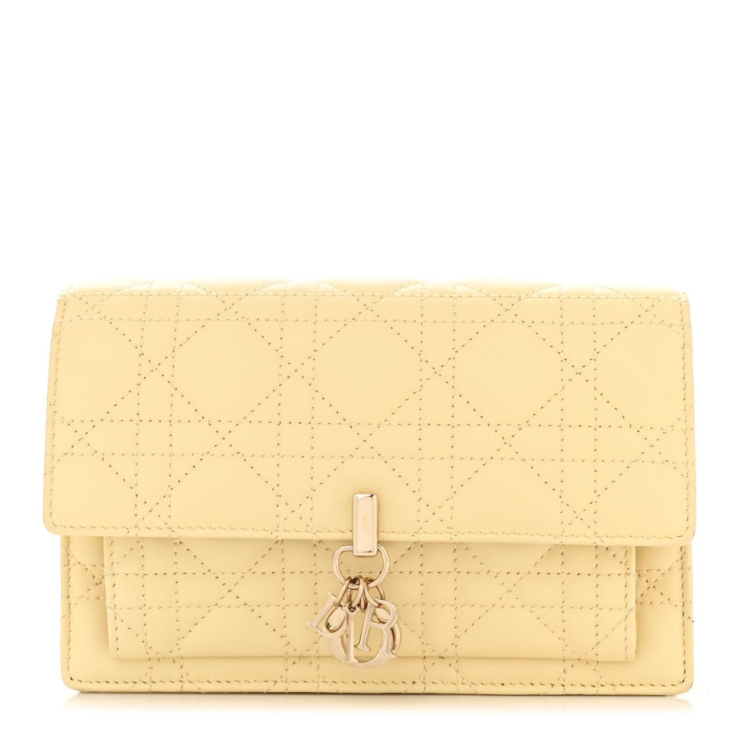 Christian Dior Lambskin Cannage Chain My Dior Daily Chain Pouch Soft Yellow 1 of 10