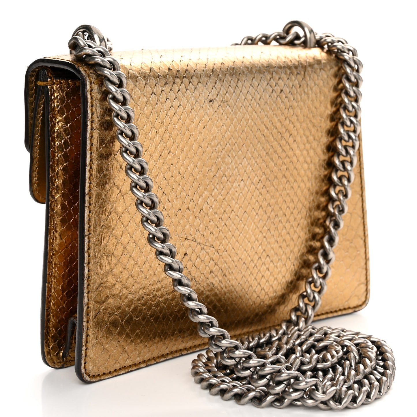 Snakeskin Mini Dionysus Shoulder Bag Gold