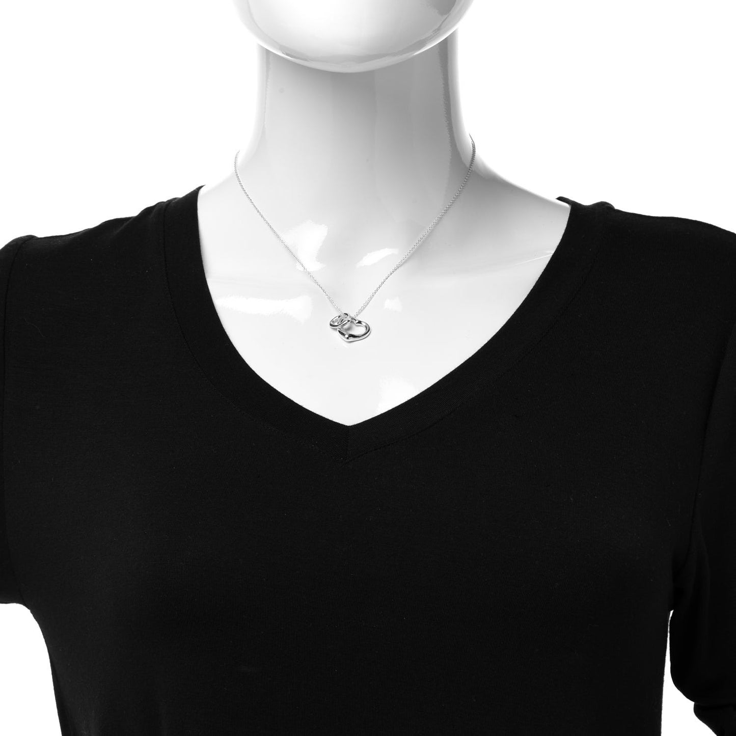 Sterling Silver Elsa Peretti Double Open Heart Pendant Necklace