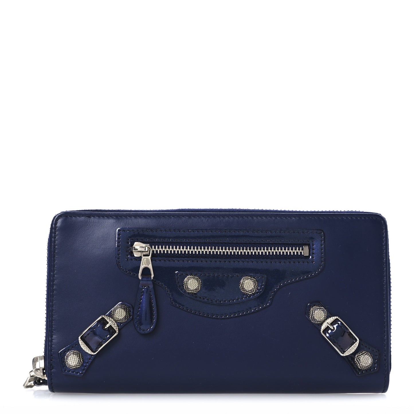 Smooth Calfskin Metallic Patent Giant 12 Silver Hardware Continental Zip Around Wallet Ultraviolet