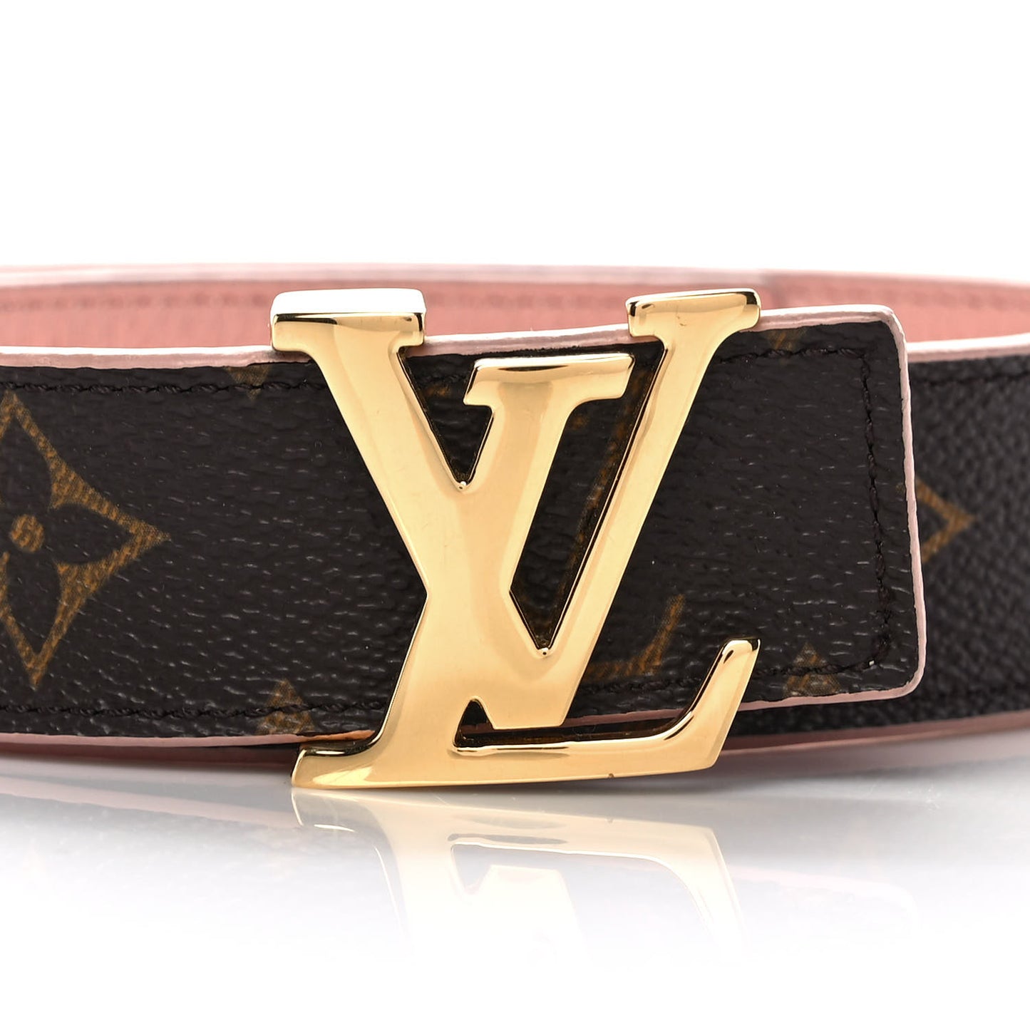 Calfskin Monogram 30mm LV Initiales Reversible Belt 80 32 Rose Poudre