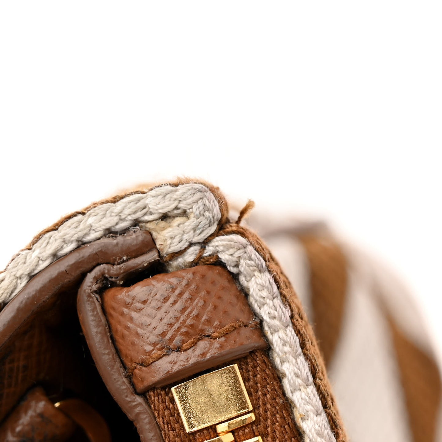 Jacquard Saffiano Triangolo Symbole Embroidered Mini Galleria Double Zip Tote Tabacco Talco
