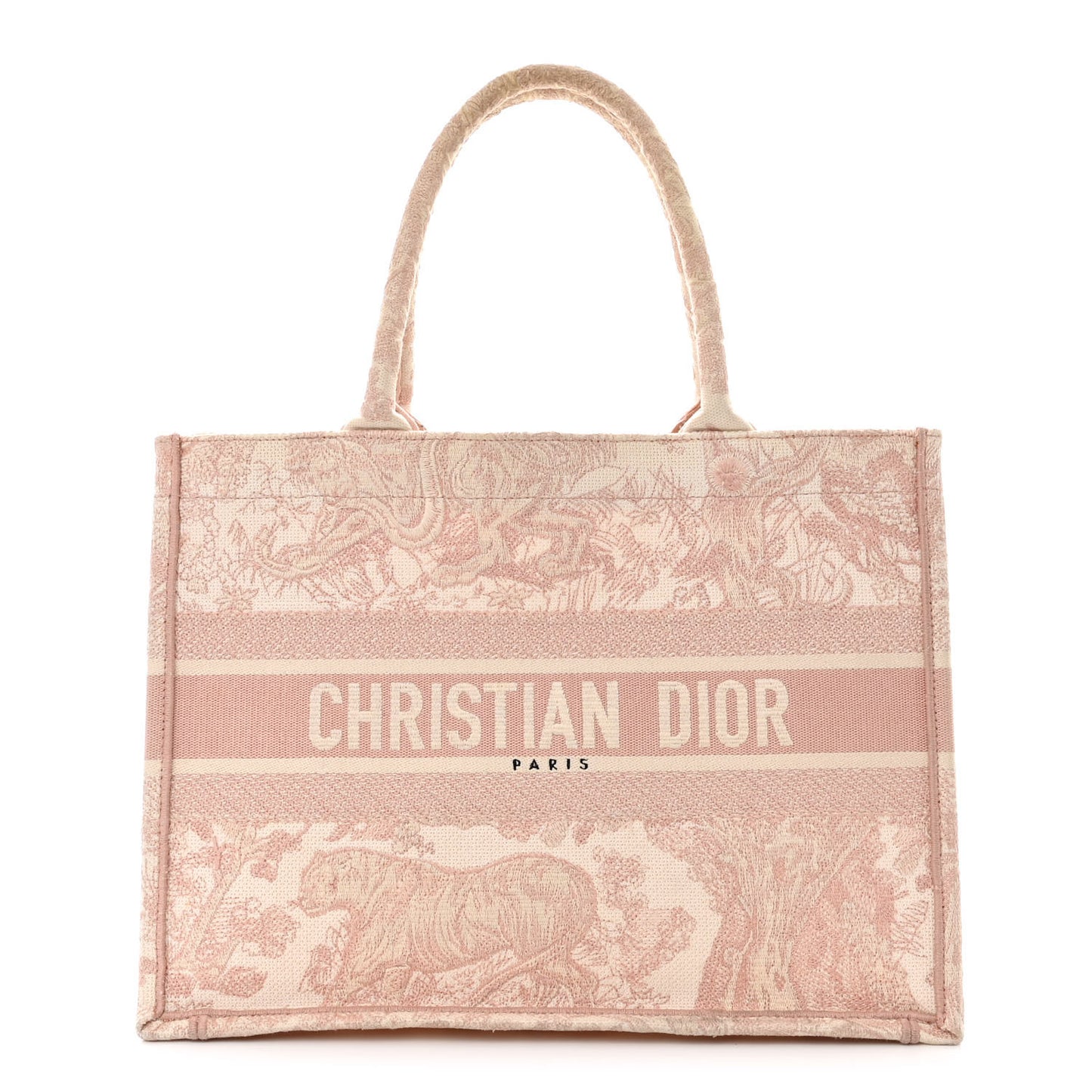 Canvas Embroidered Medium Dioriviera Toile De Jouy Book Tote Rose