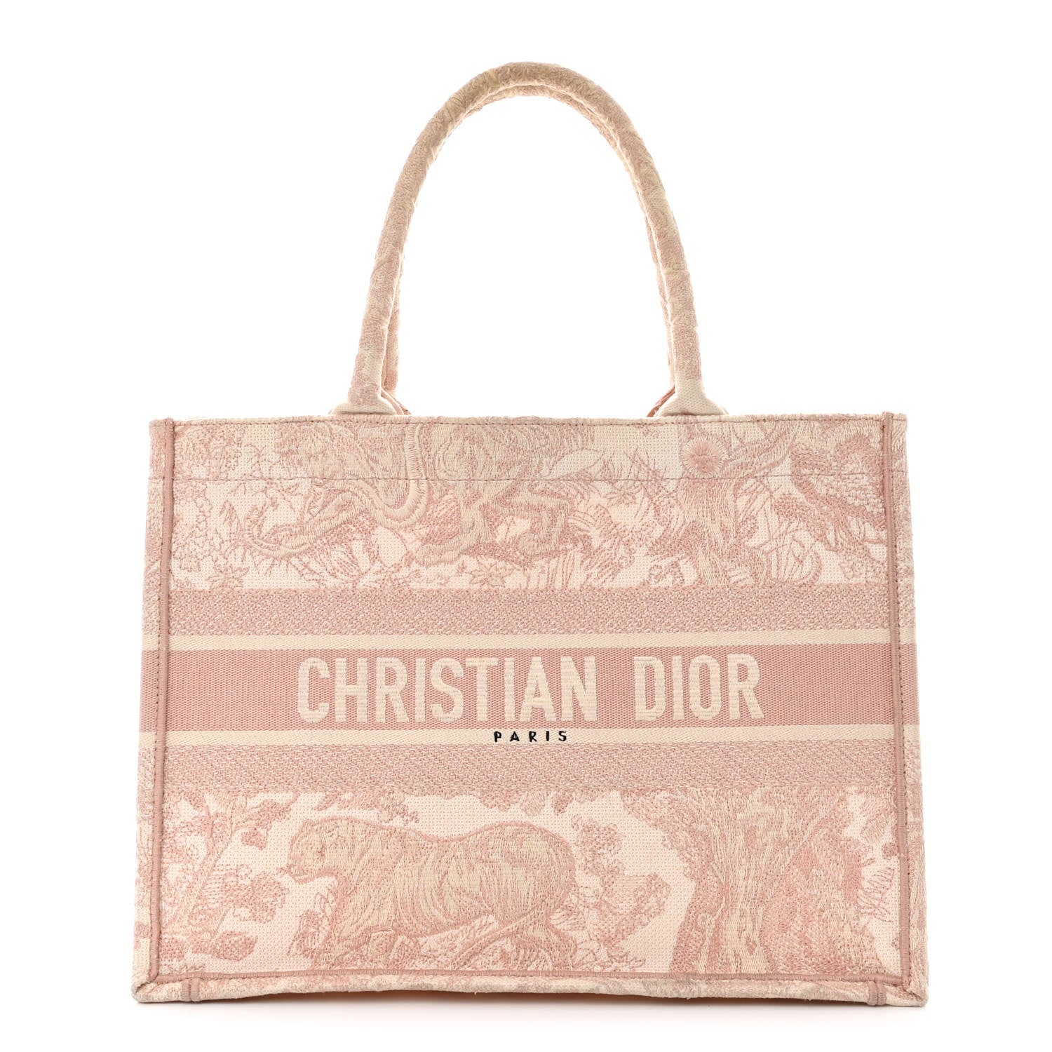 Christian Dior Canvas Embroidered Medium Dioriviera Toile De Jouy Book Tote Rose 1 of 15