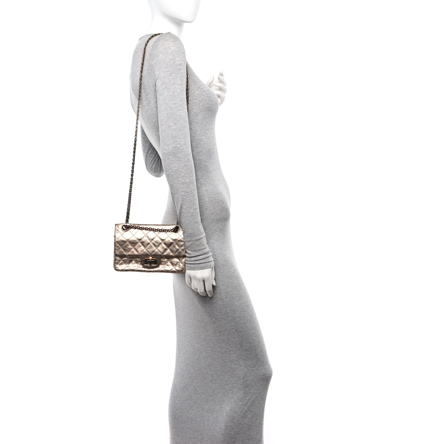 Chanel Metallic Aged Calfskin Quilted 2.55 Reissue 224 Flap Light Pink 2 of 12