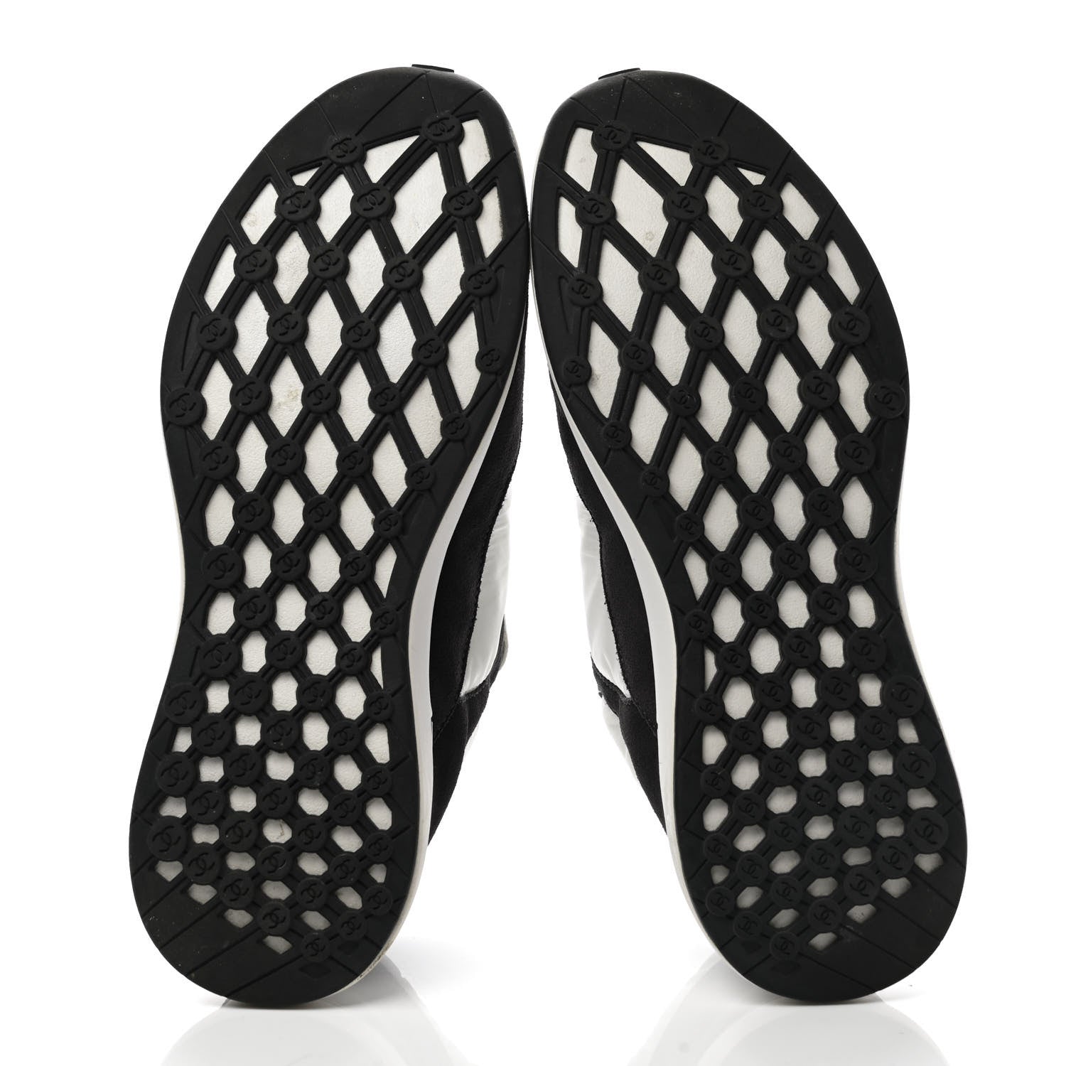 Chanel Nylon Suede Calfskin CC Sneakers 39.5 White Dark Grey 5 of 8