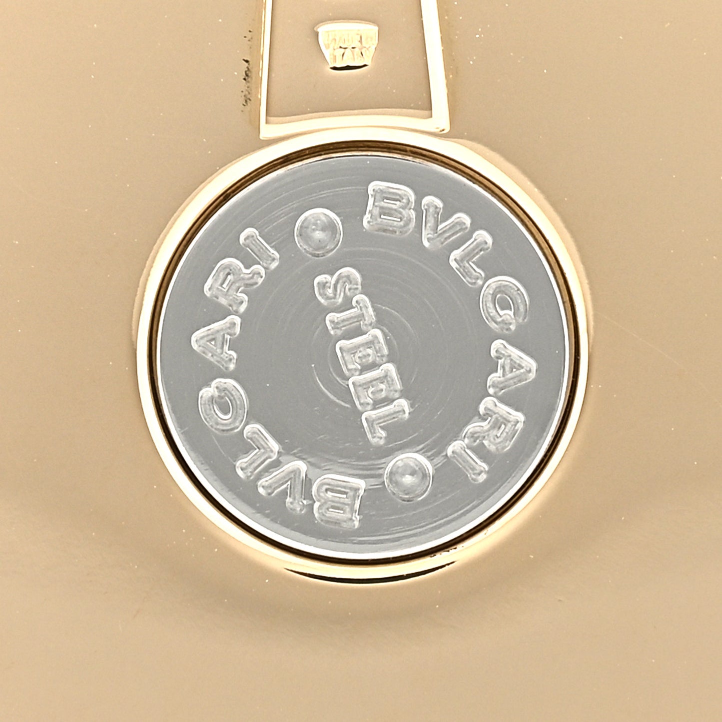 Stainless Steel 18K Yellow Gold Mother of Pearl Optical Illusion Pendant