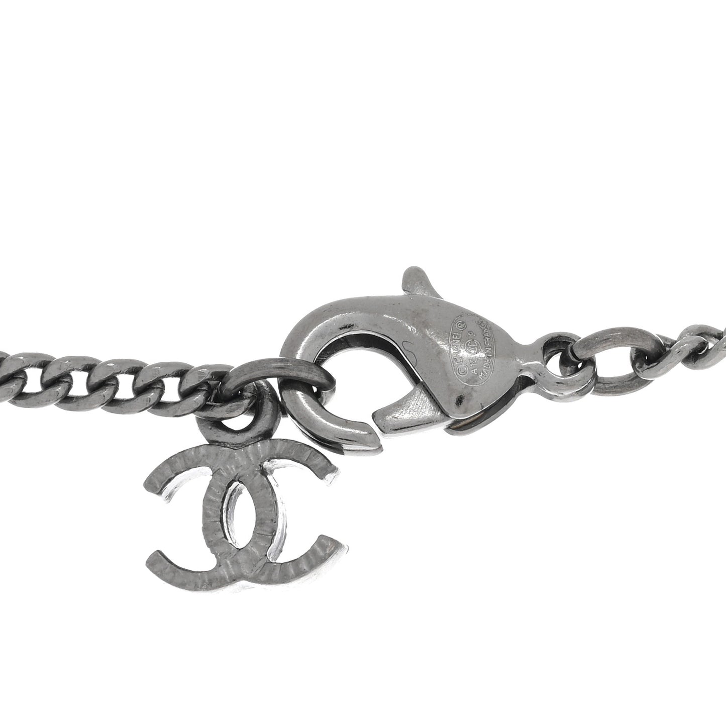 Ruthenium Crystal Baguette Large CC Necklace Multicolor