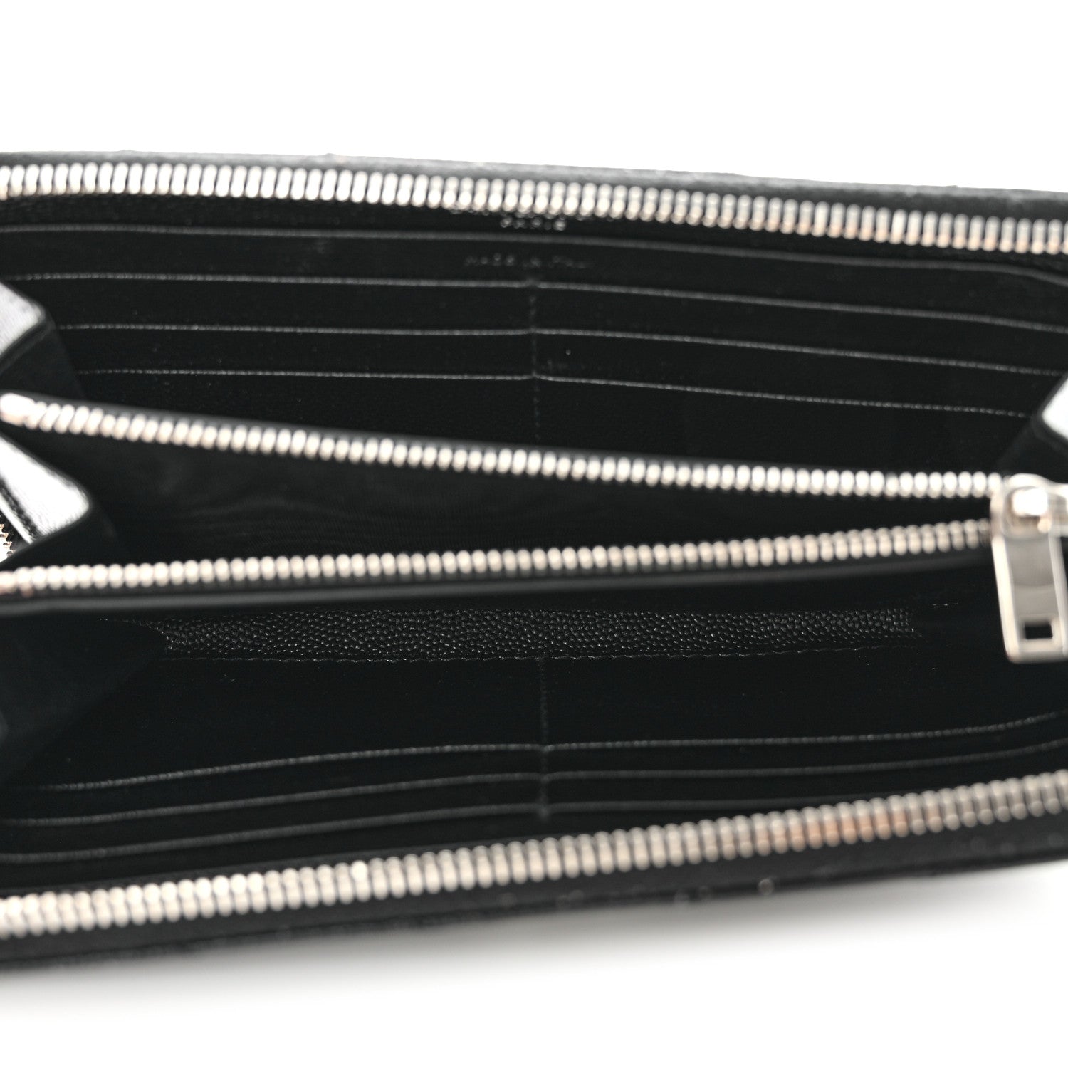 Saint Laurent Grain De Poudre Matelasse Chevron Monogram Zip Around Wallet Black 5 of 12