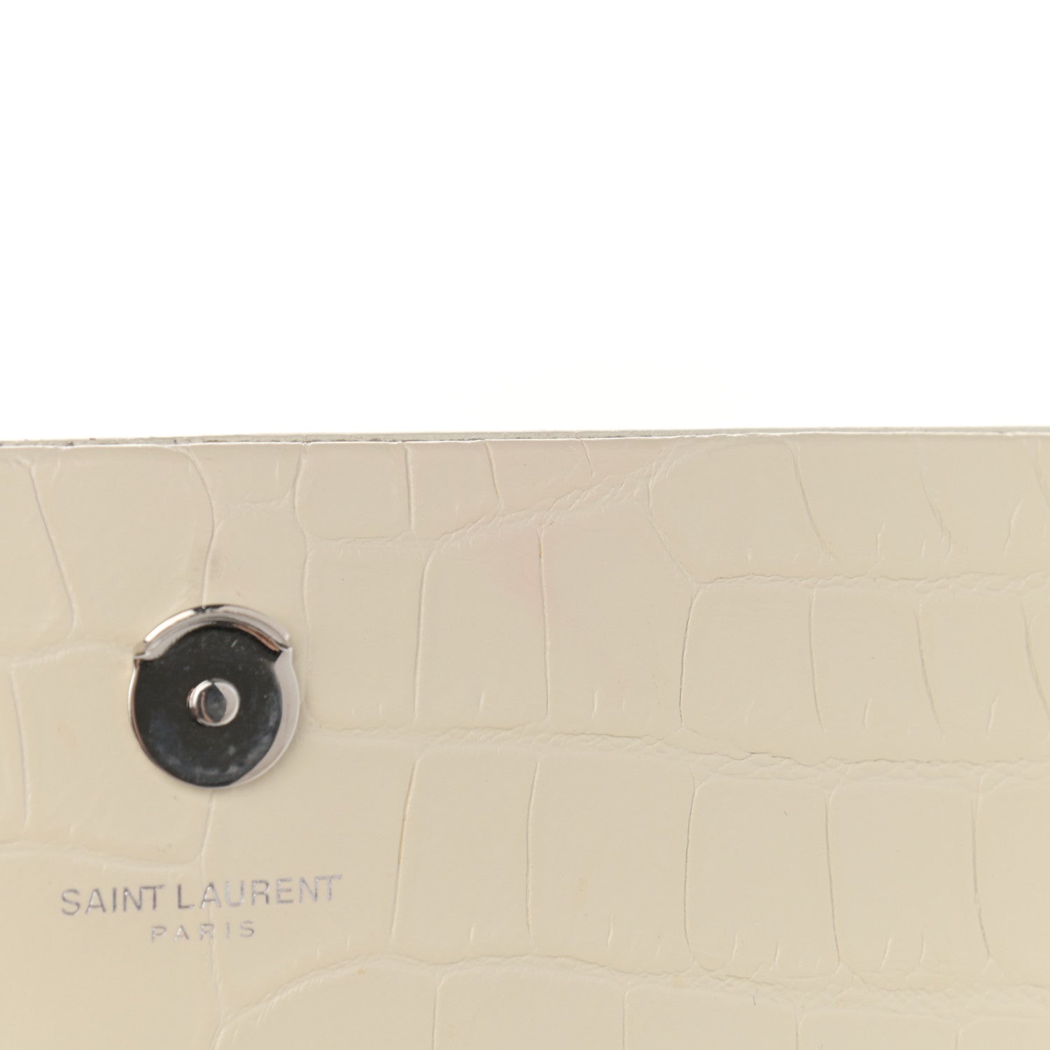 Saint Laurent Calfskin Crocodile Embossed Medium Classic Monogram Kate Tassel Satchel Crema Soft 12 of 12