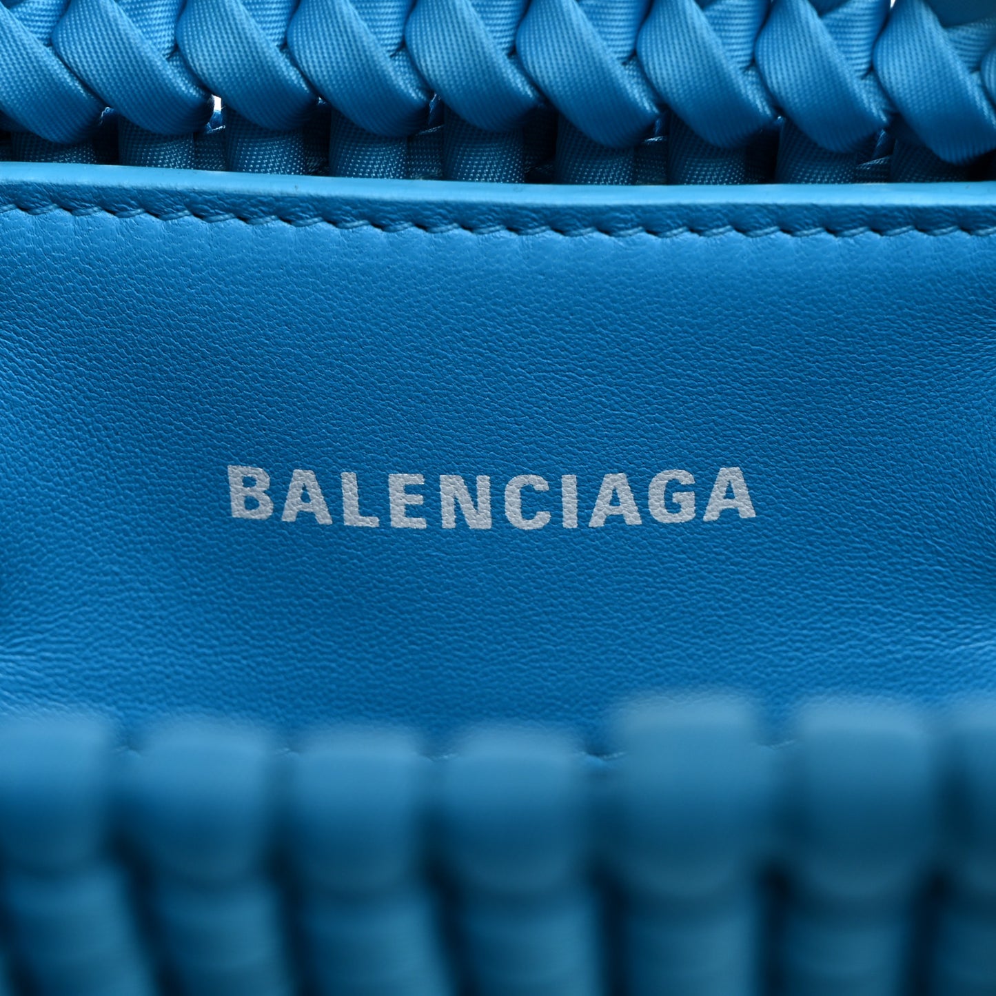 Recycled Nylon Faux Calfskin XXS Bistro Basket Cyan White