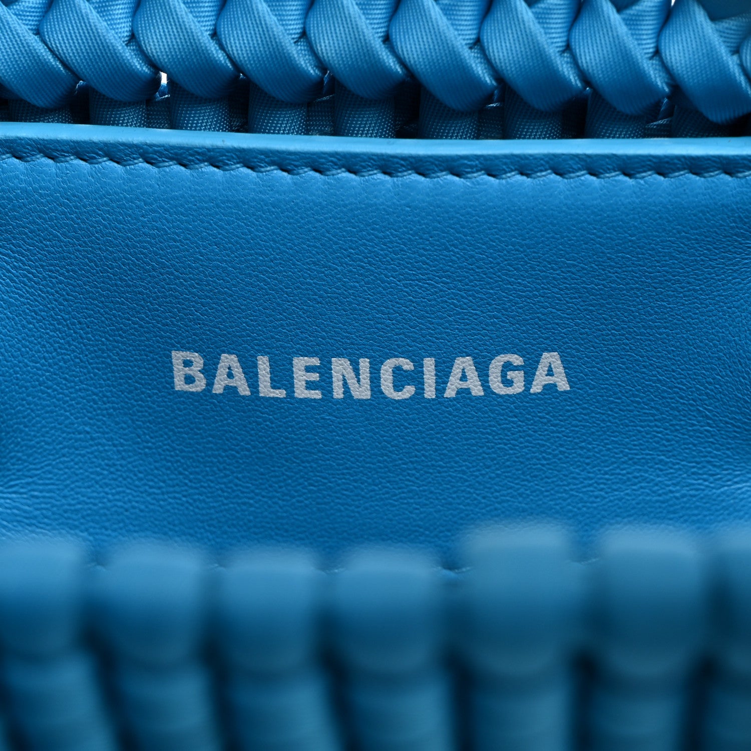 Balenciaga Recycled Nylon Faux Calfskin XXS Bistro Basket Cyan White 6 of 11