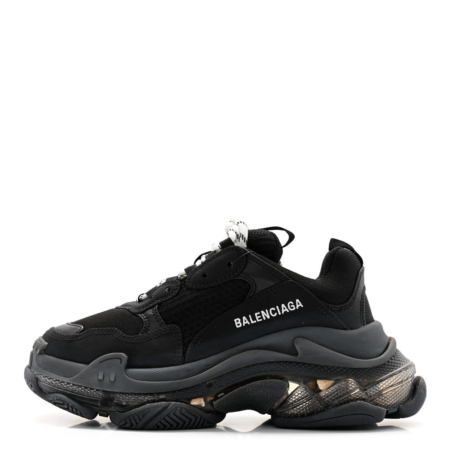 Balenciaga Fabric Mesh Womens Triple S Sneakers 37 Black 1 of 10