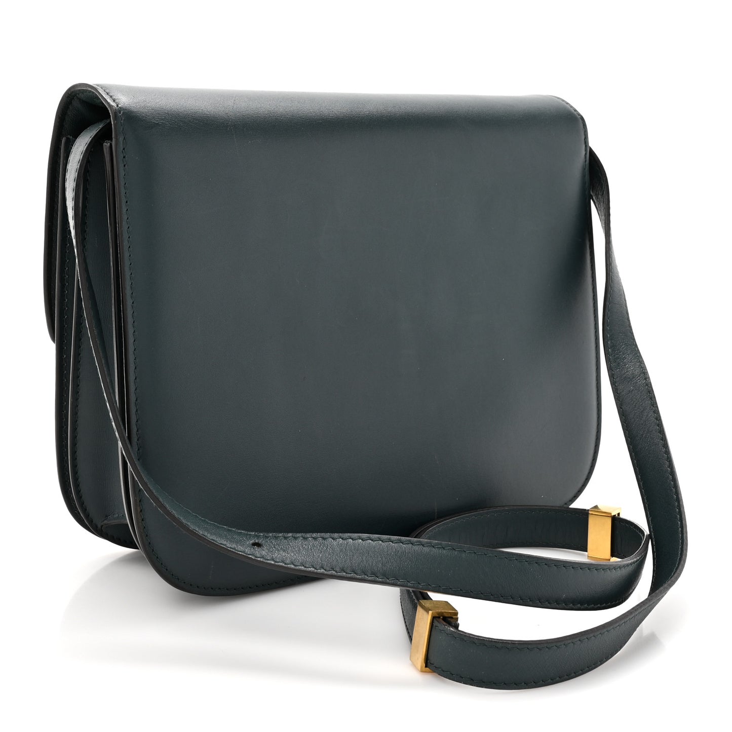 Box Calfskin Medium Classic Box Flap Bag Dark Green