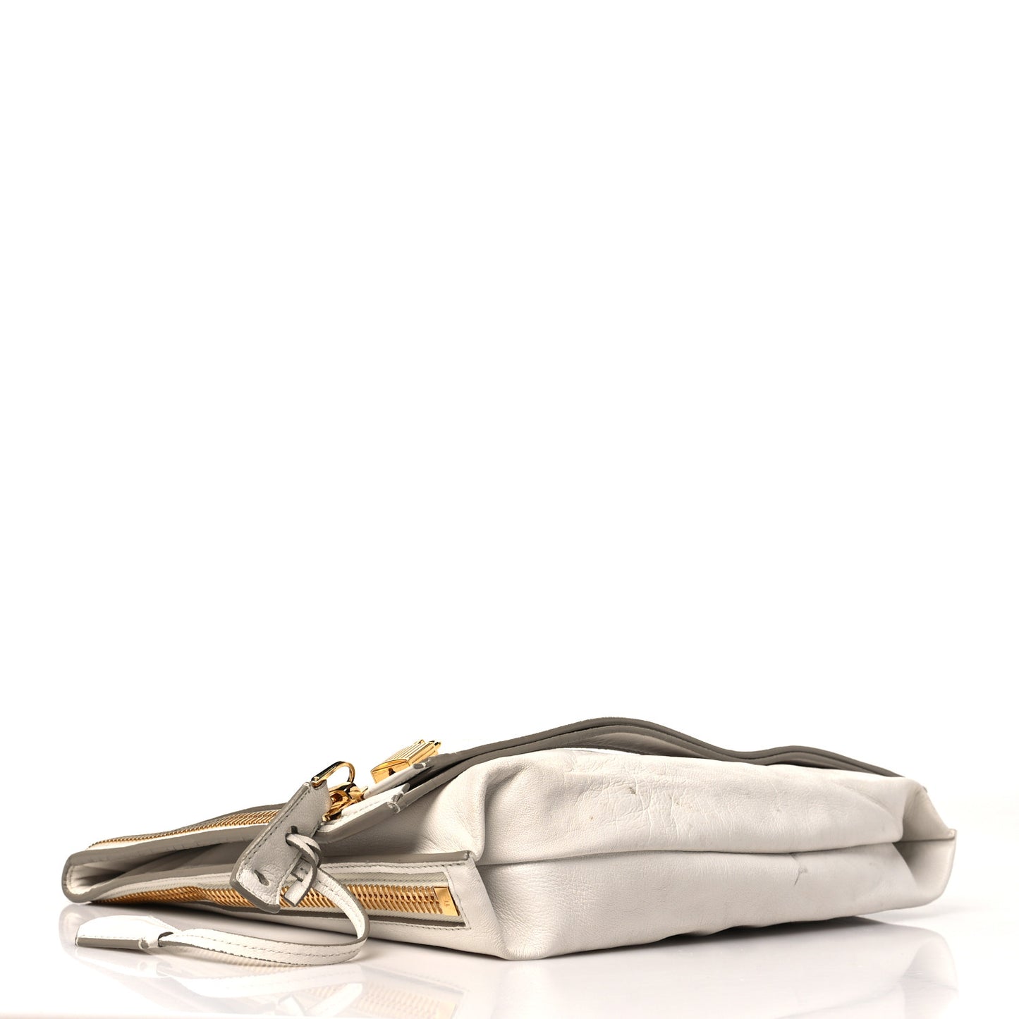 Ramskin Large Alix Padlock Zip Shoulder Bag White
