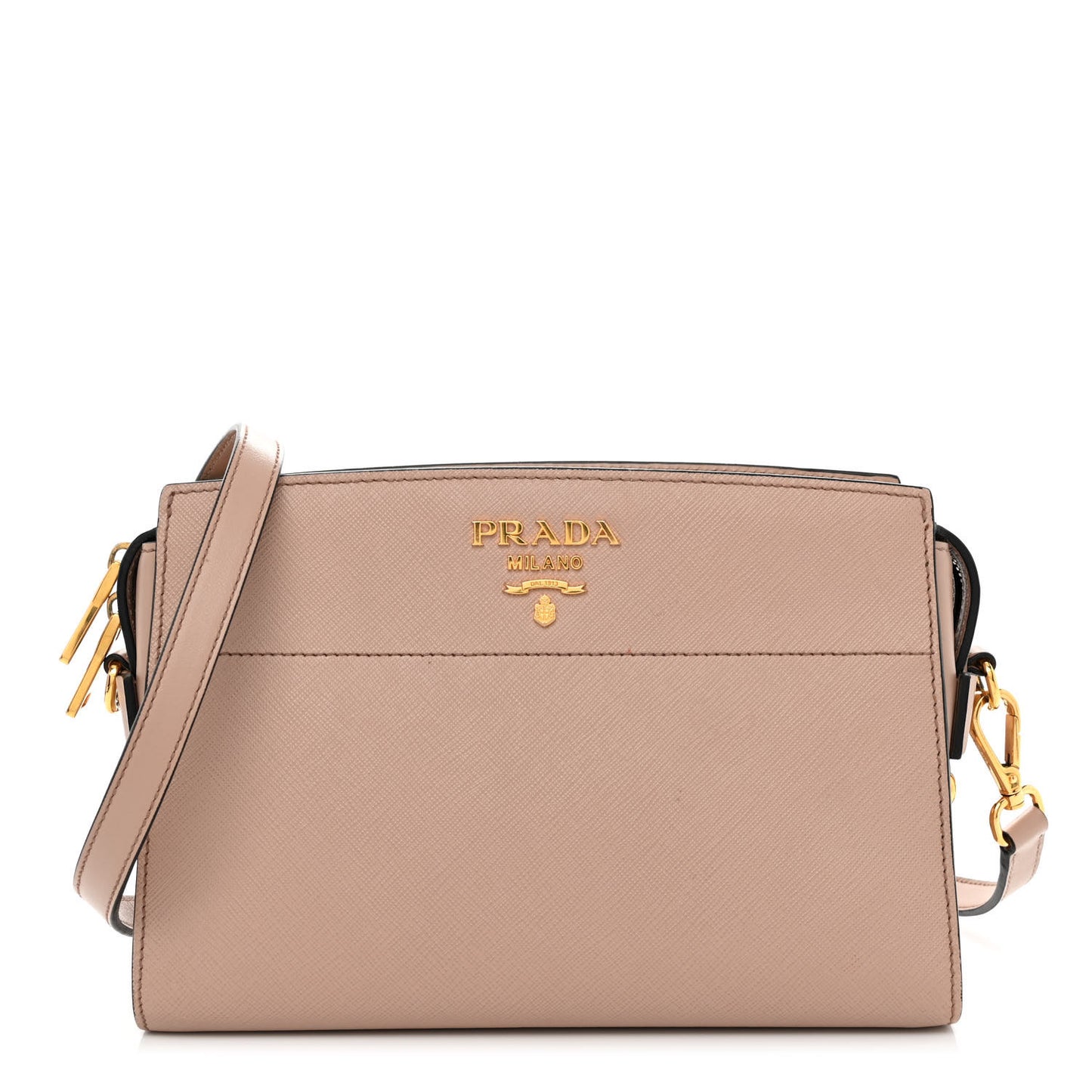 Saffiano City Calfskin Esplanade Crossbody Bag Cipria