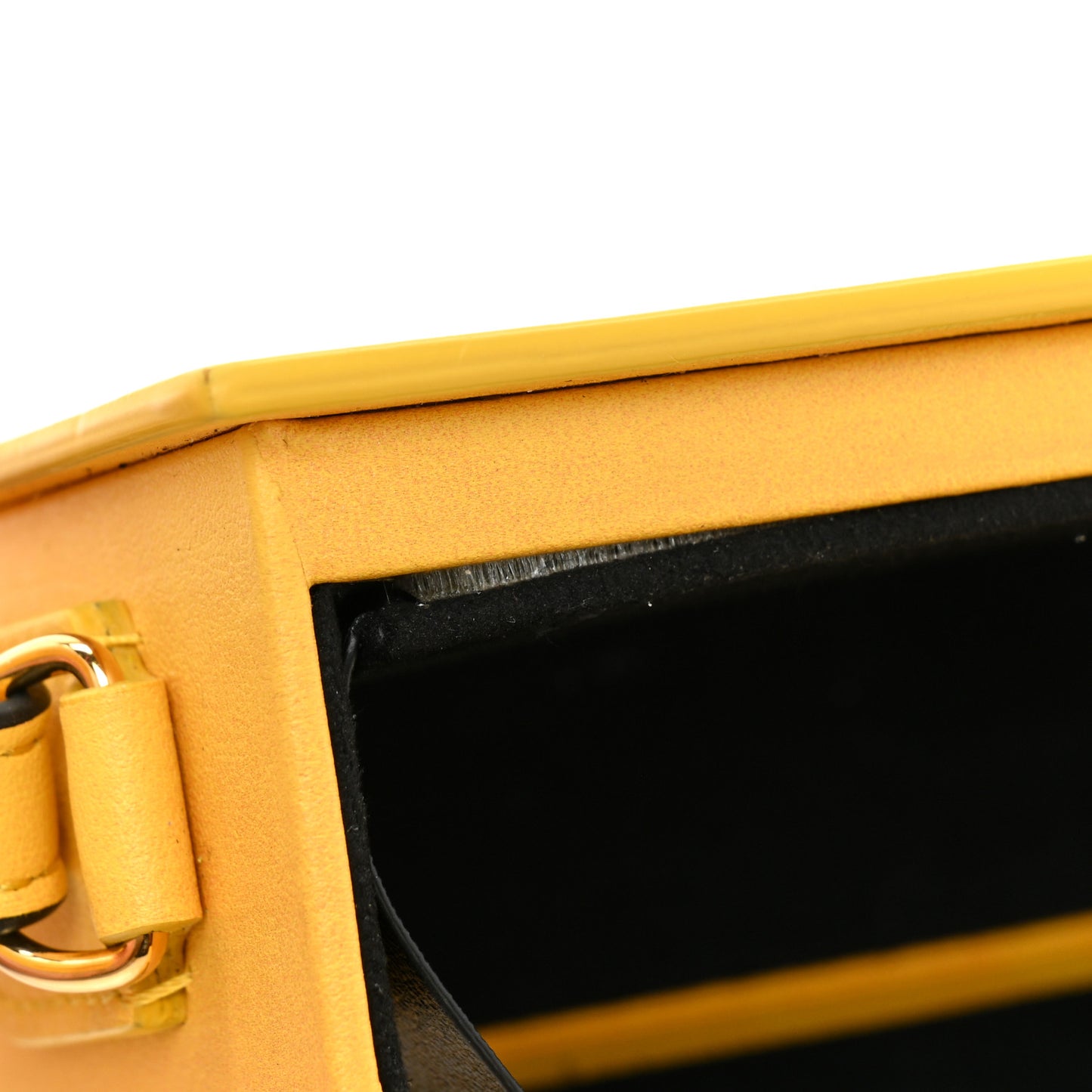 Vitello Fluffy Logo Horizontal Box Crossbody Bag Yellow Box Black