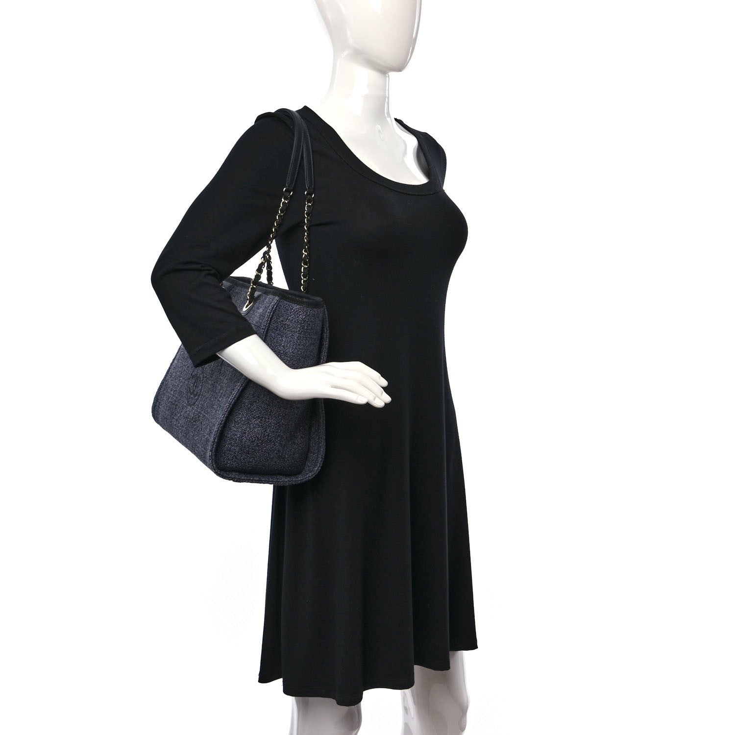 Chanel Lurex Boucle Small Deauville Tote Black 2 of 10