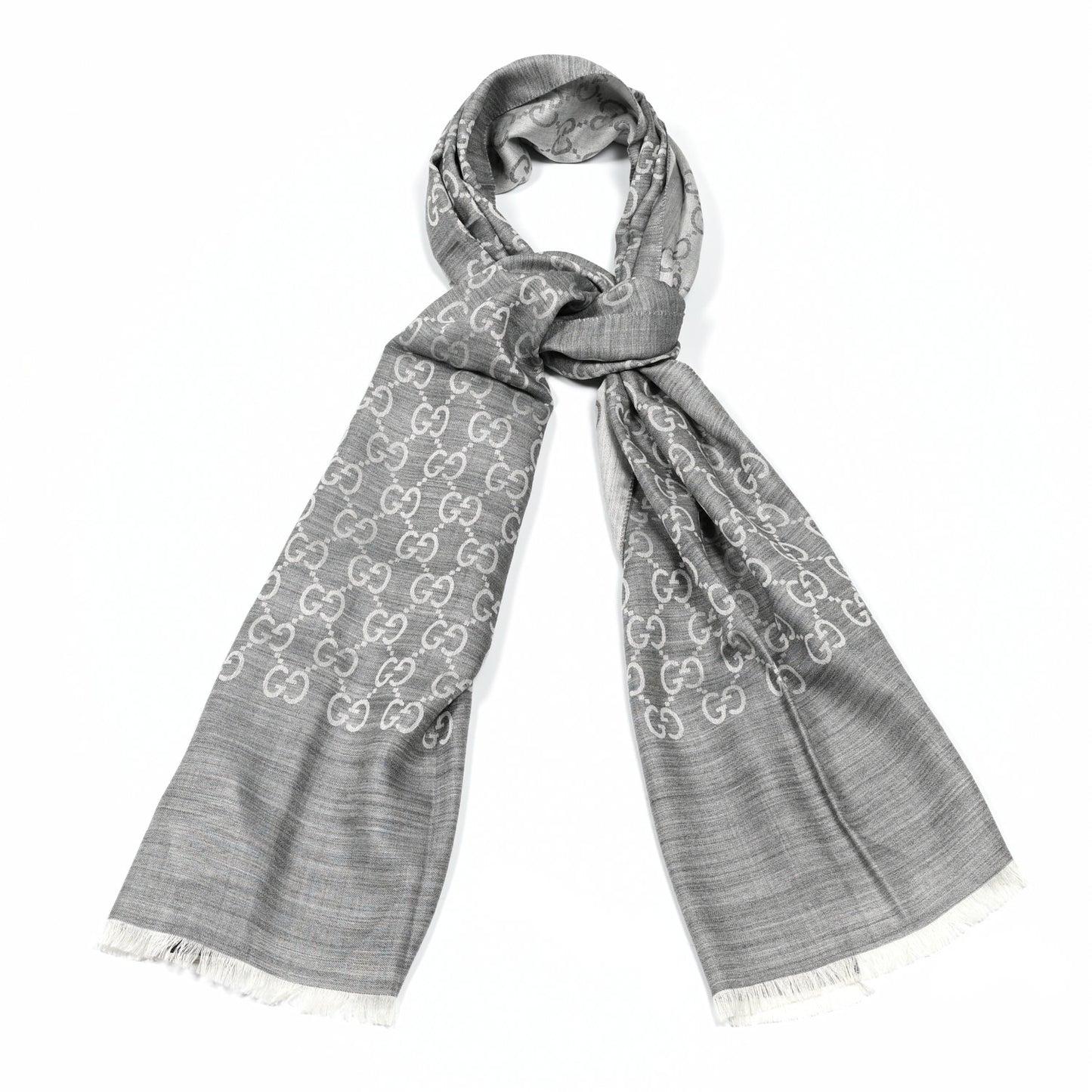 Wool Silk GG Monogram GGNat Scarf Lead
