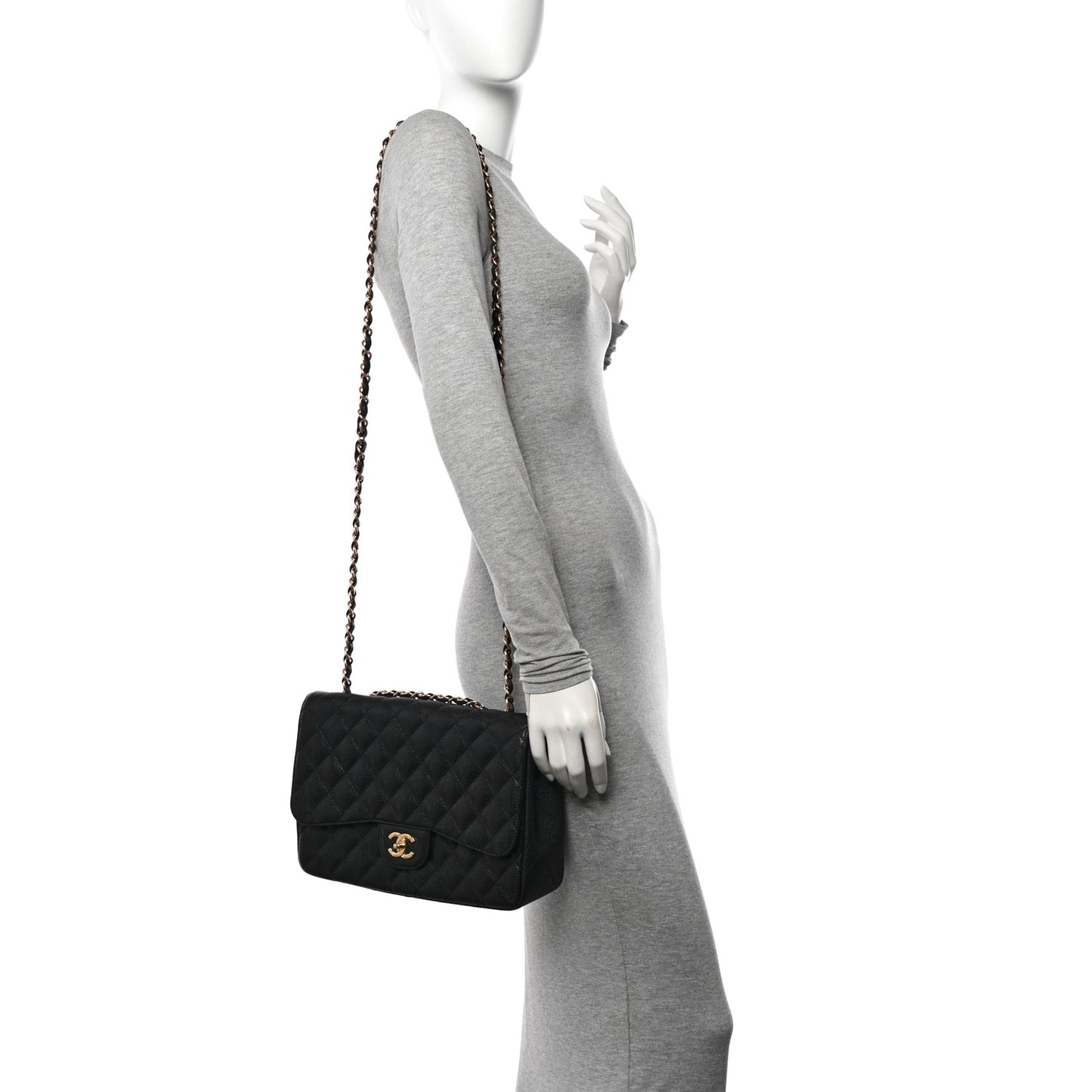 Caviar Quilted Jumbo Single Flap Black