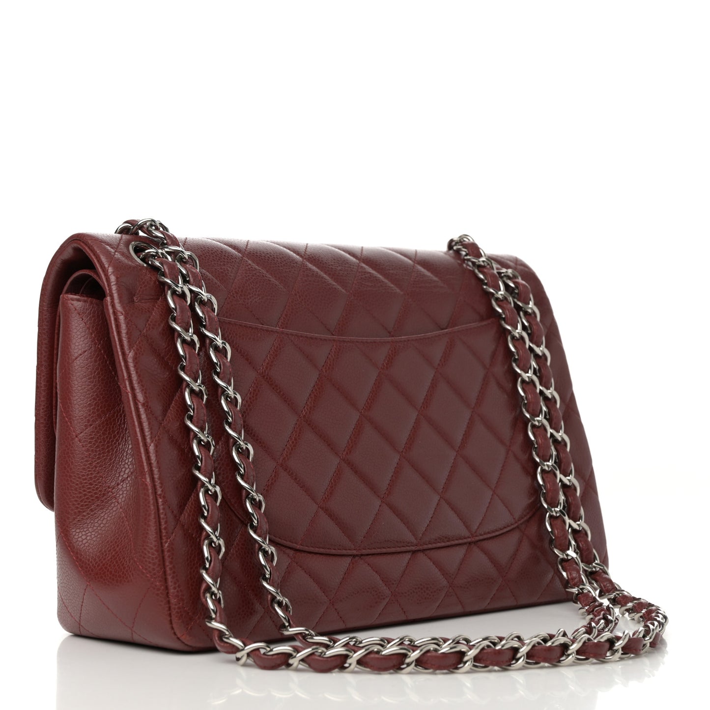 Caviar Quilted Jumbo Double Flap Dark Red