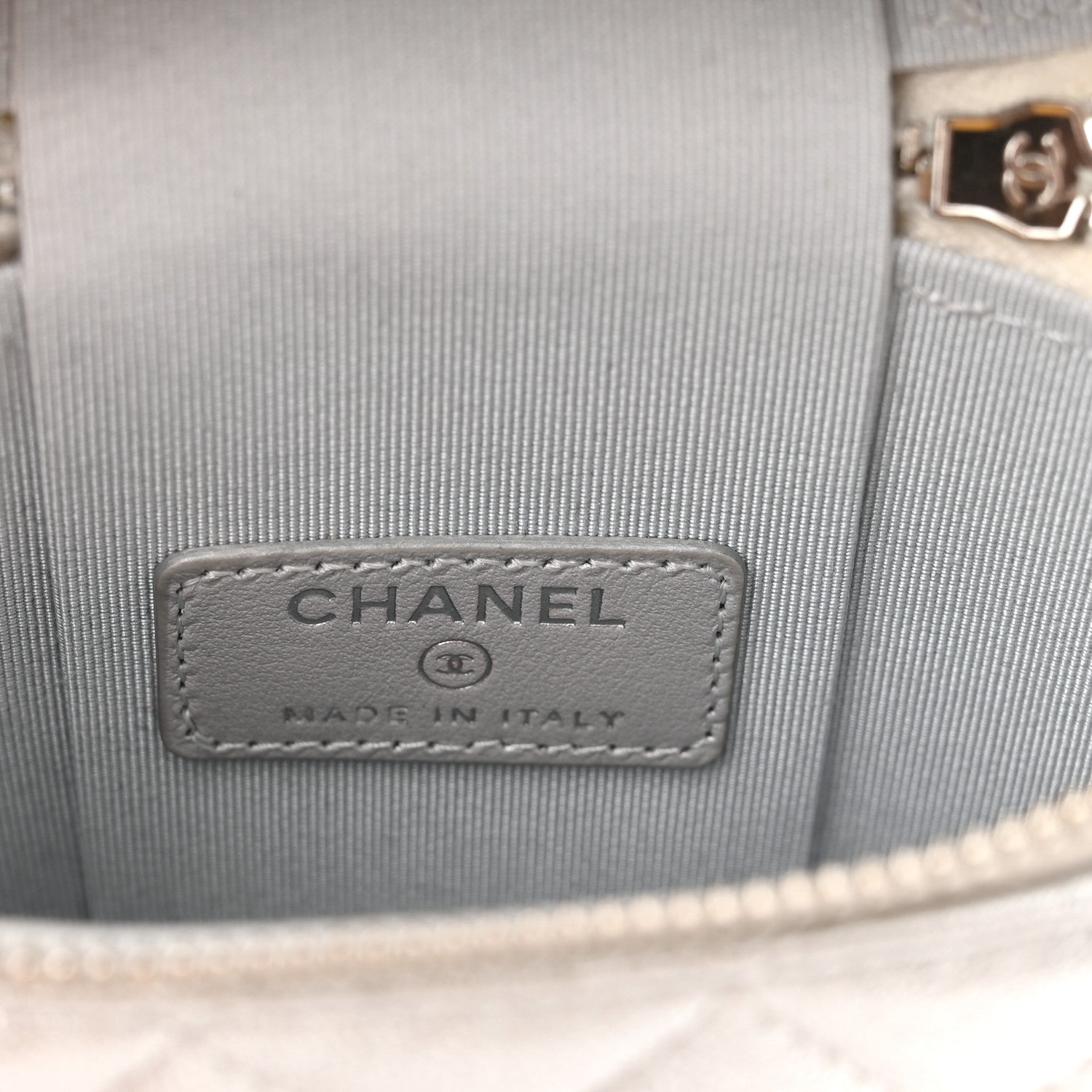 Chanel Metallic Lambskin Quilted Phone Holder With Chain Silver 5 of 12