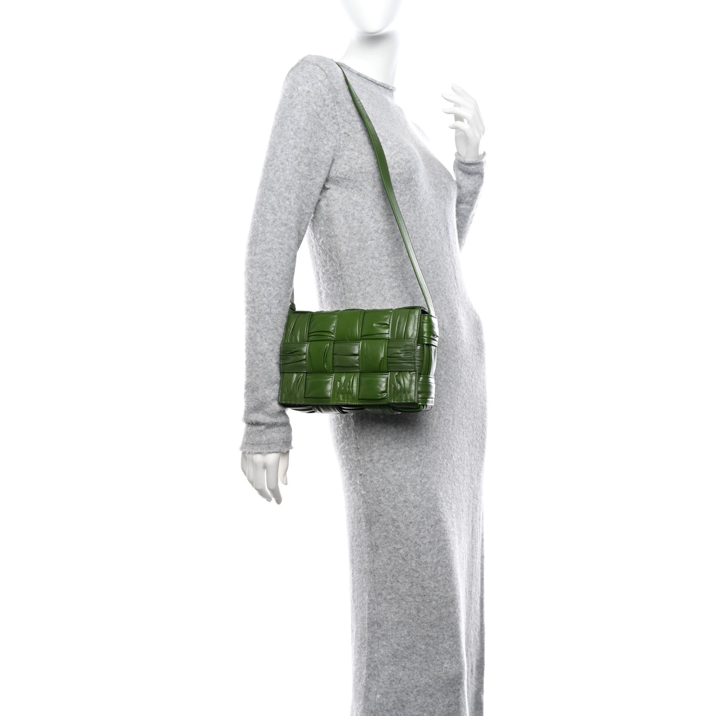 Calfskin Intreccio Plisse Cassette Crossbody Bag Avocado