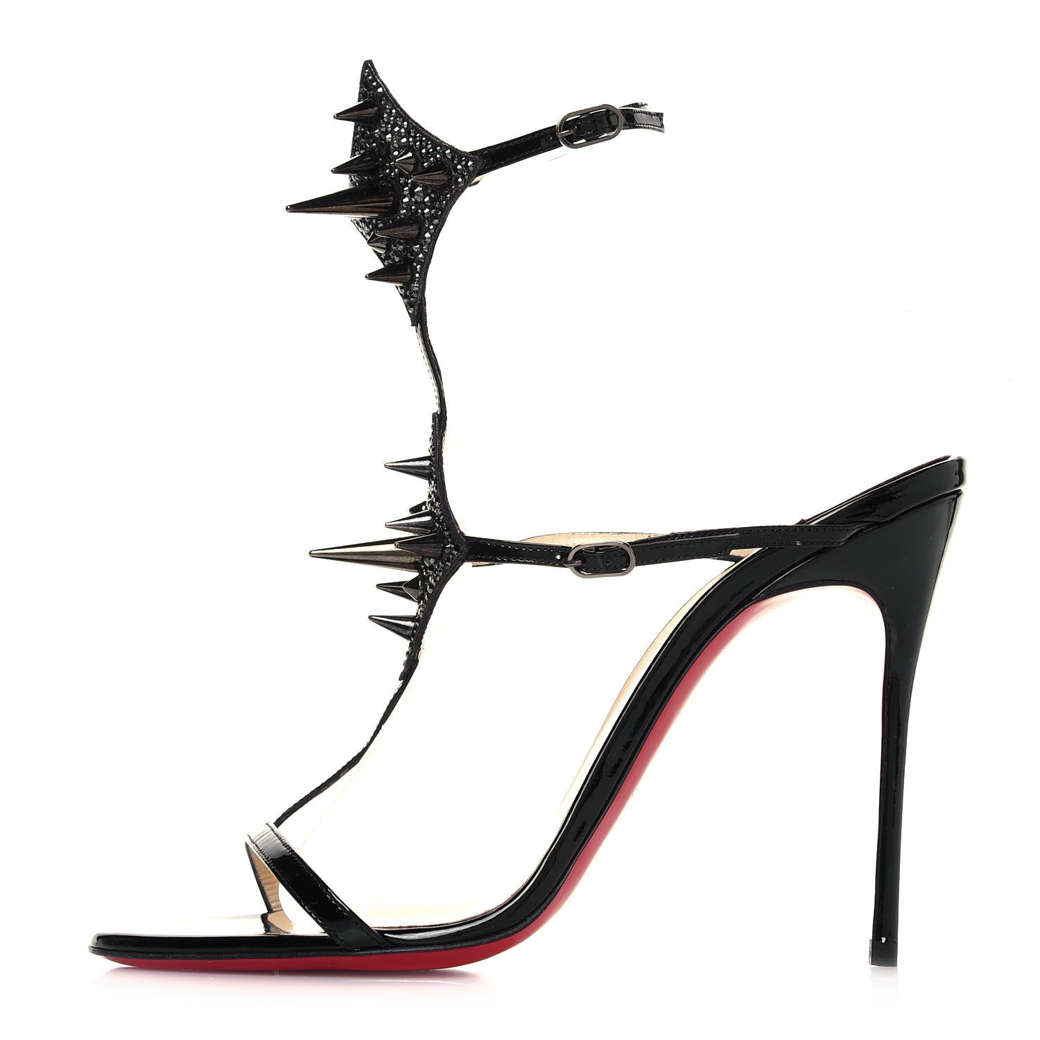 Christian Louboutin 黒 Tストラップ ハイヒール Christian Louboutin Patent Lady Max Spike T-Strap Sandals 40 Black