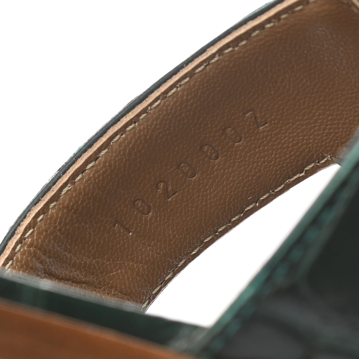 Shiny Alligator Oran Sandals 36 Vert Fonce