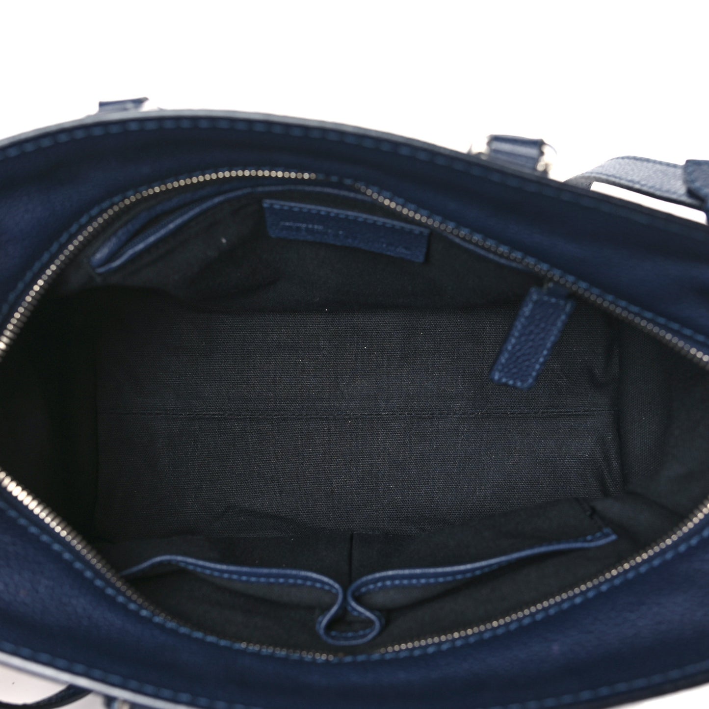 Pebbled Calfskin Small Skull Padlock Zip Around Tote Navy