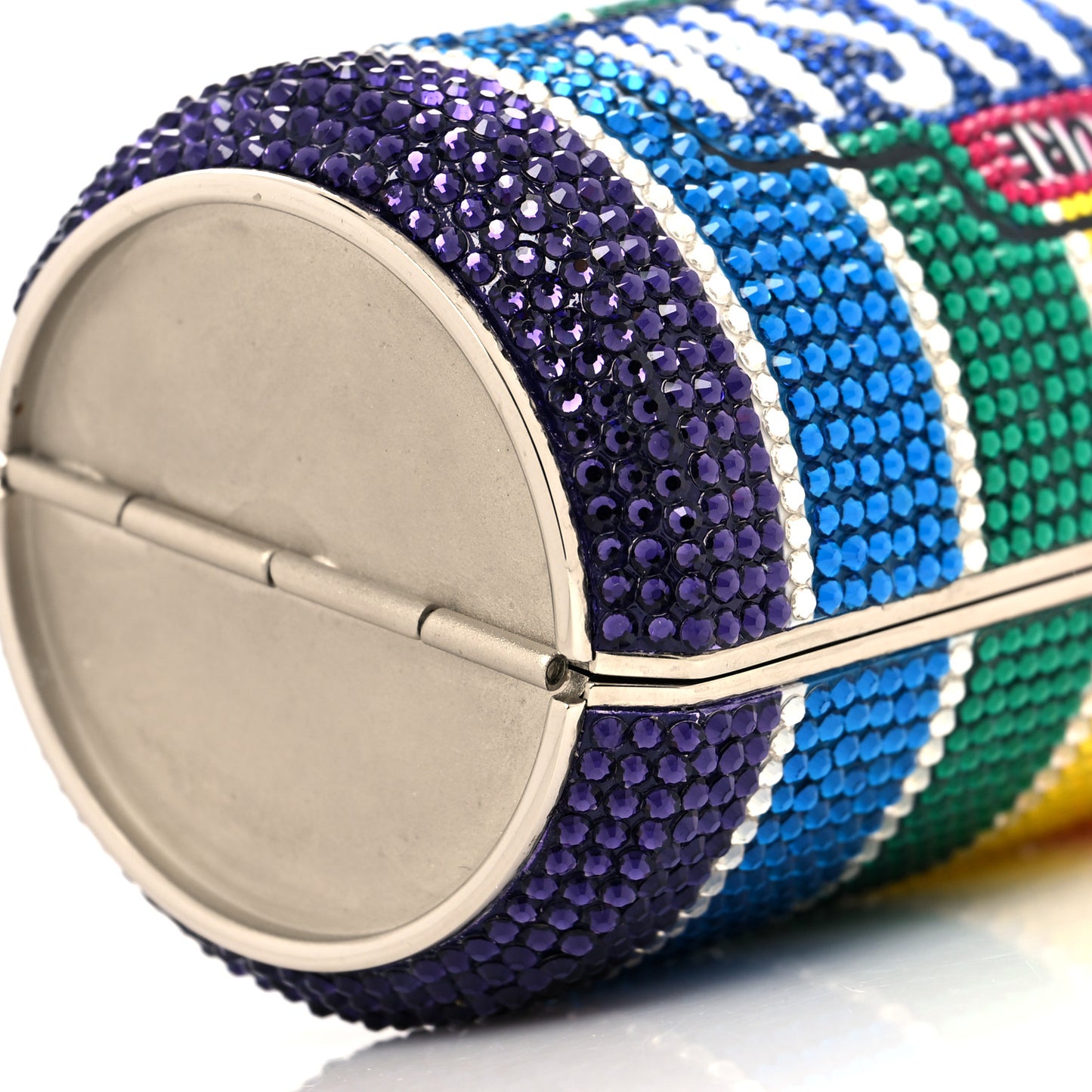 Crystal Optimism Can Minaudiere Clutch Silver Multicolor