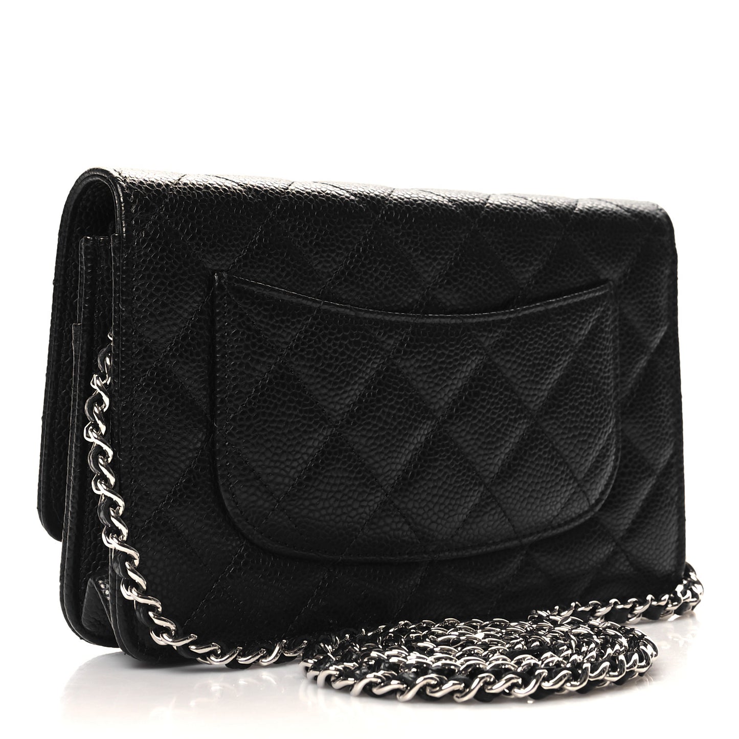 Caviar Quilted Wallet on Chain WOC Black