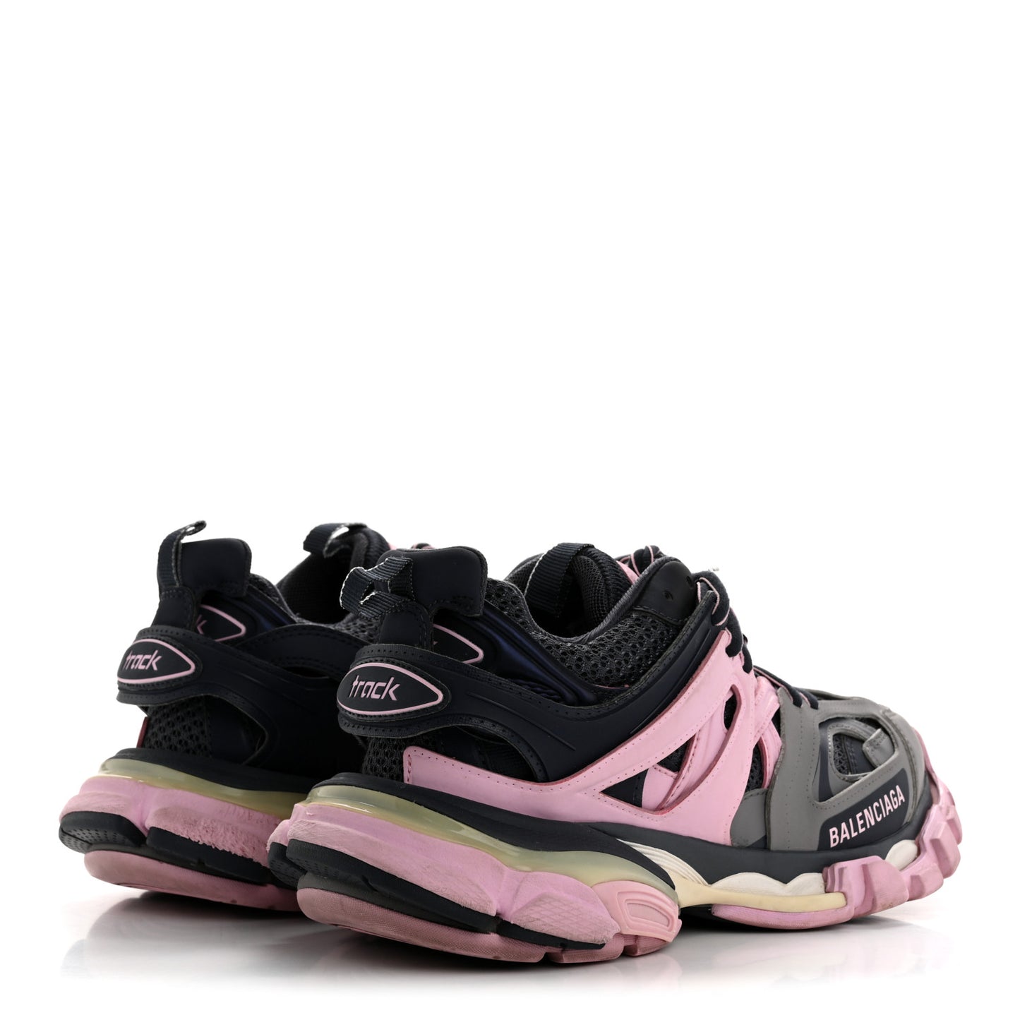 Mesh Rubber Tri-Color Womens Track Sneakers 37 Dark Grey Pink Grey