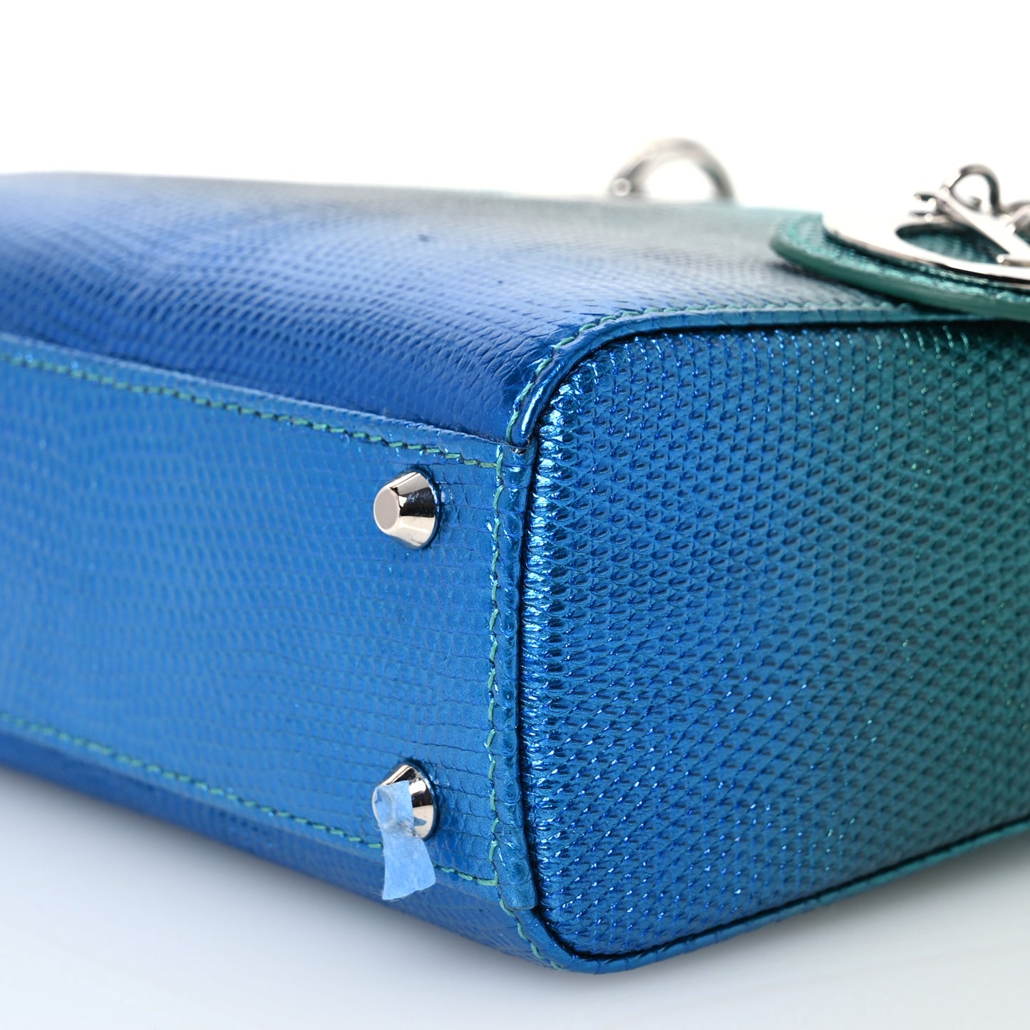 Lizard Gradient Mini Lady Dior Blue