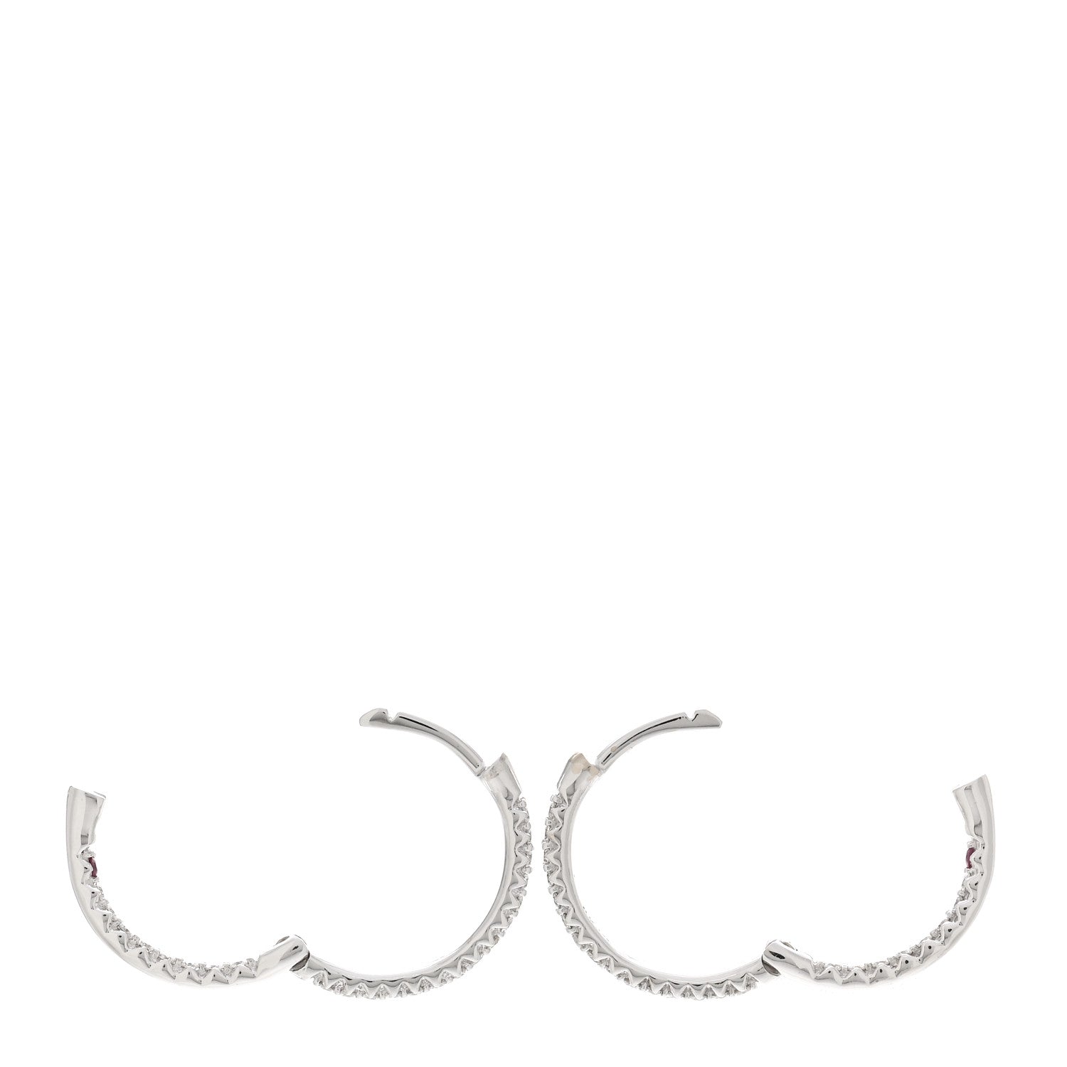 Roberto Coin 18K White Gold Diamond XS Hoop Pave Earrings 3 of 4