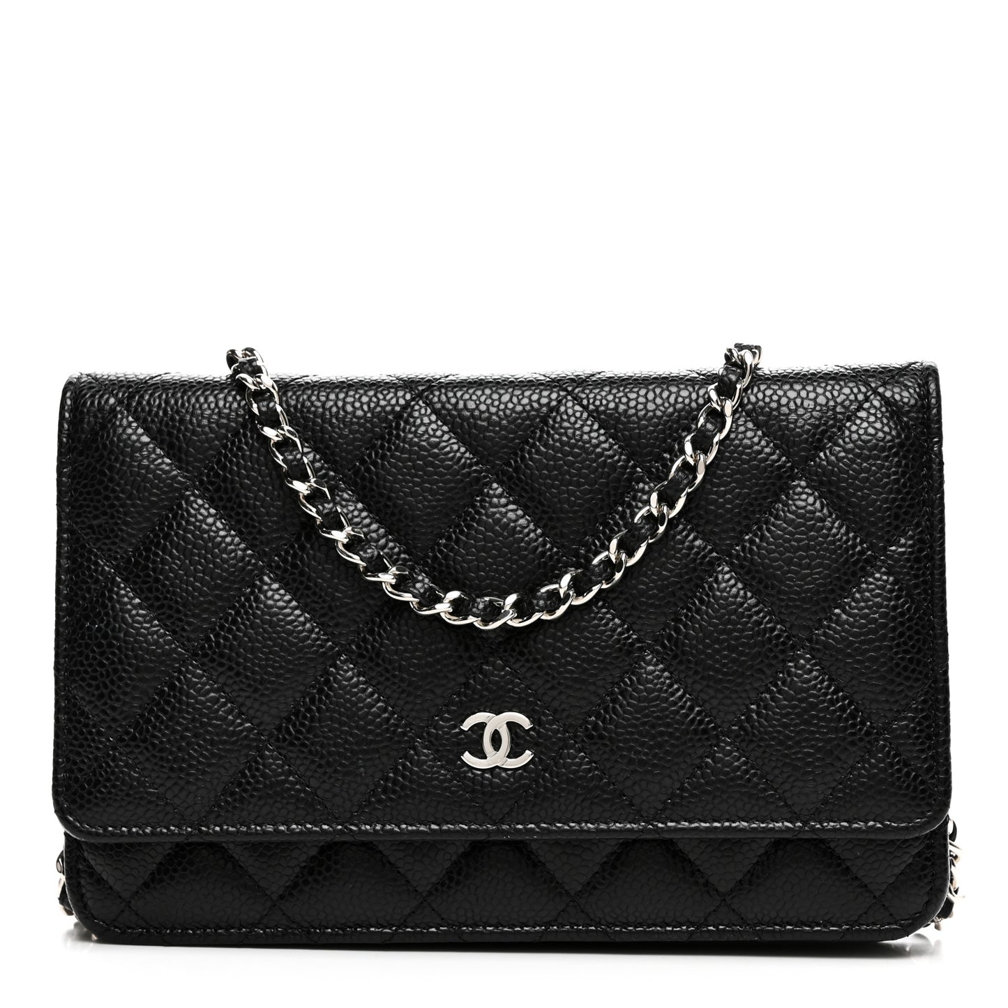 Caviar Quilted Wallet on Chain WOC Black
