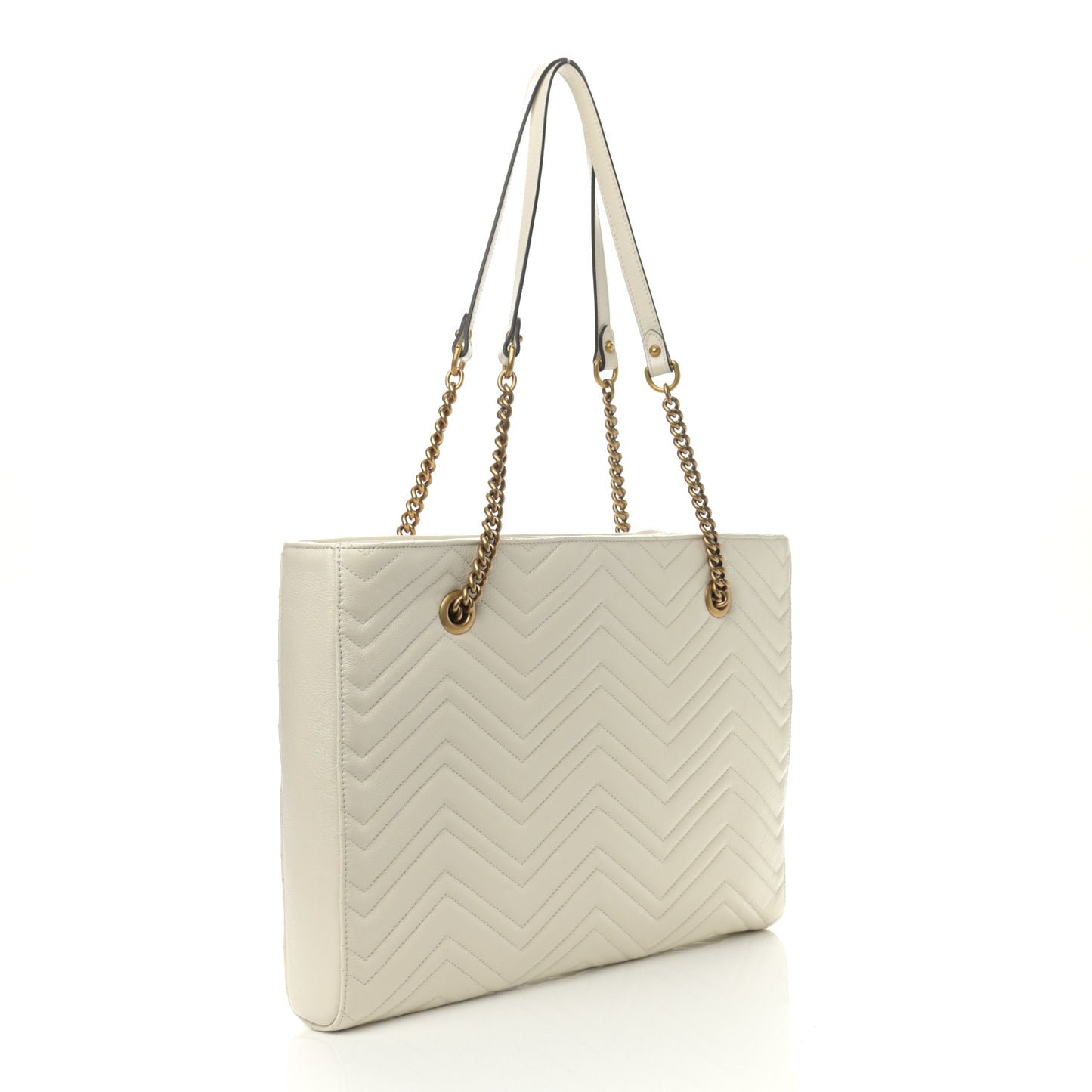 Vintage Calfskin Matelasse Medium GG Marmont Slim Tote White