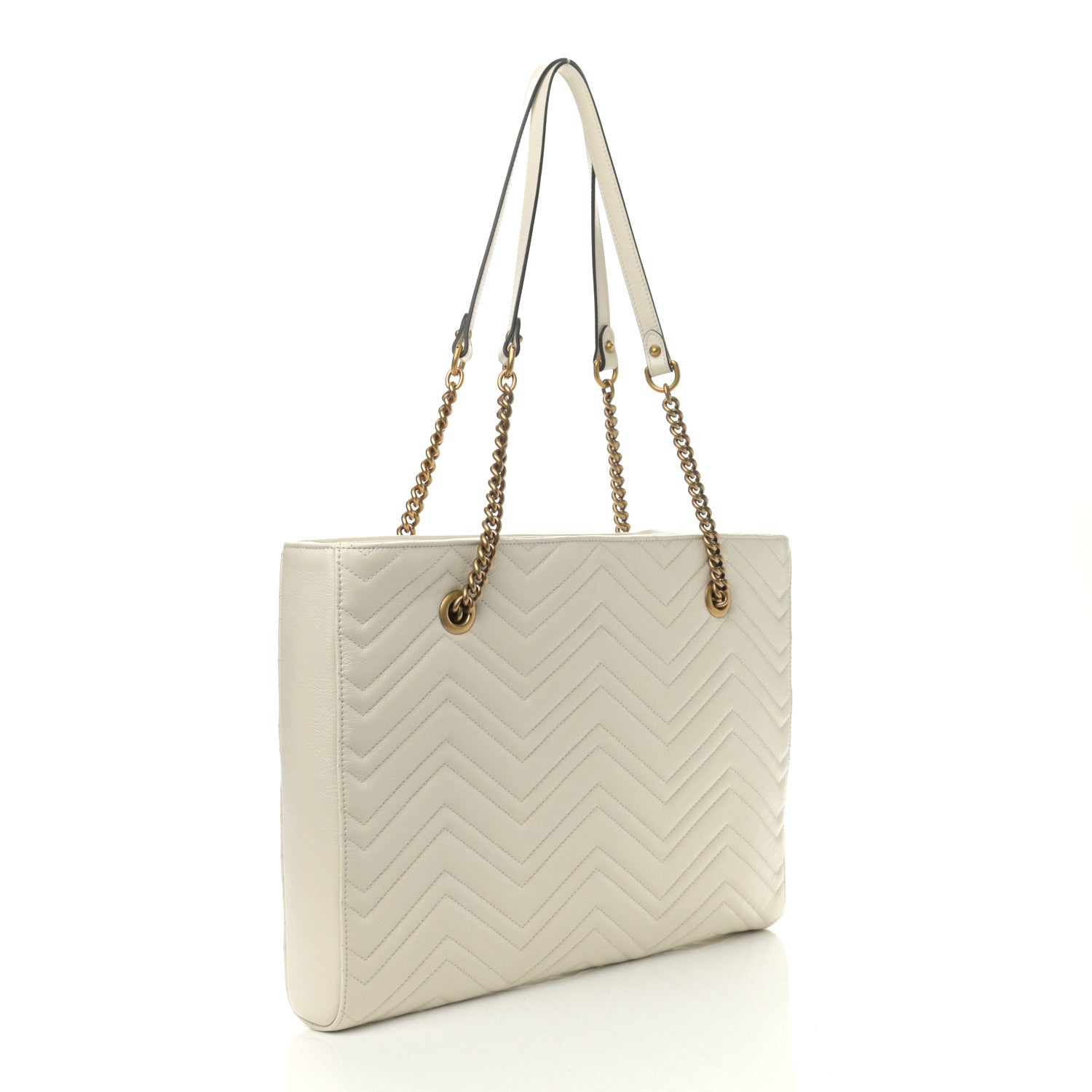 Gucci Vintage Calfskin Matelasse Medium GG Marmont Slim Tote White 3 of 10