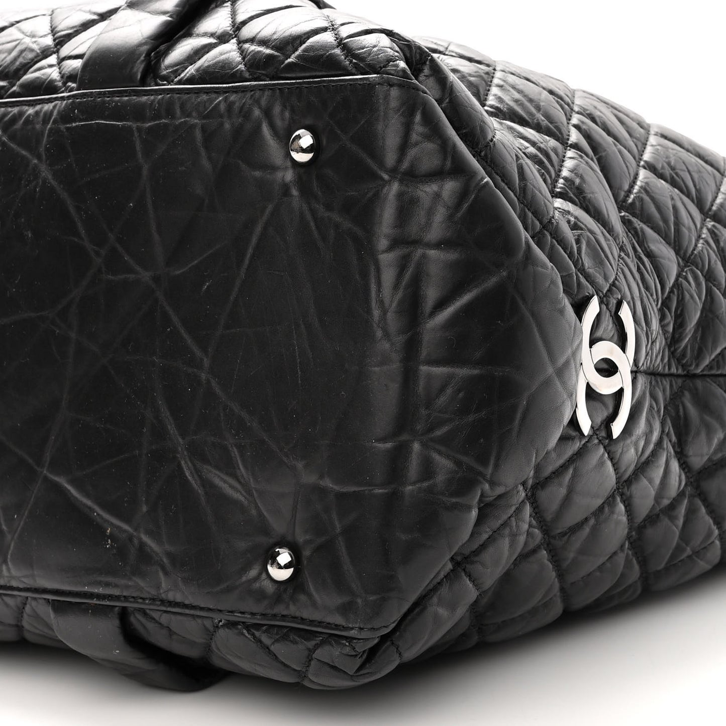 Aged Calfskin Vintage Ligne XL Lady Braid Tote Black