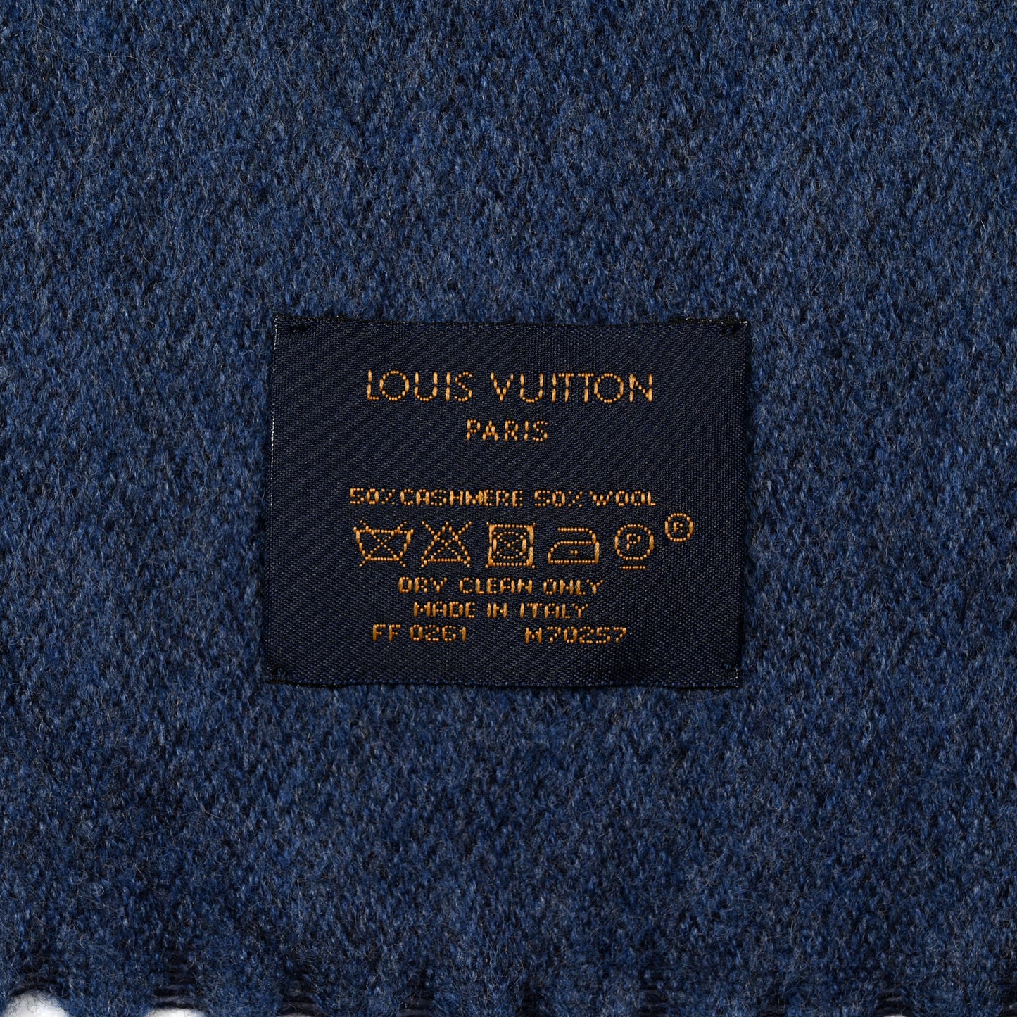 Cashmere Wool Monogram Gradient Scarf Navy