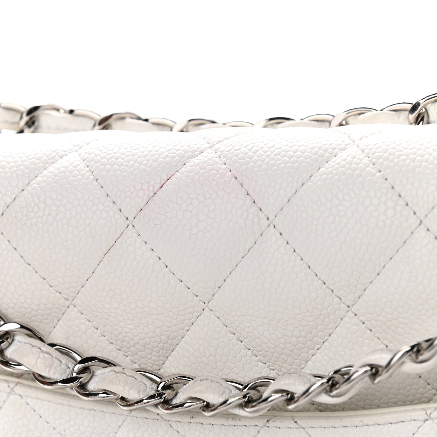 Caviar Quilted Jumbo Double Flap White