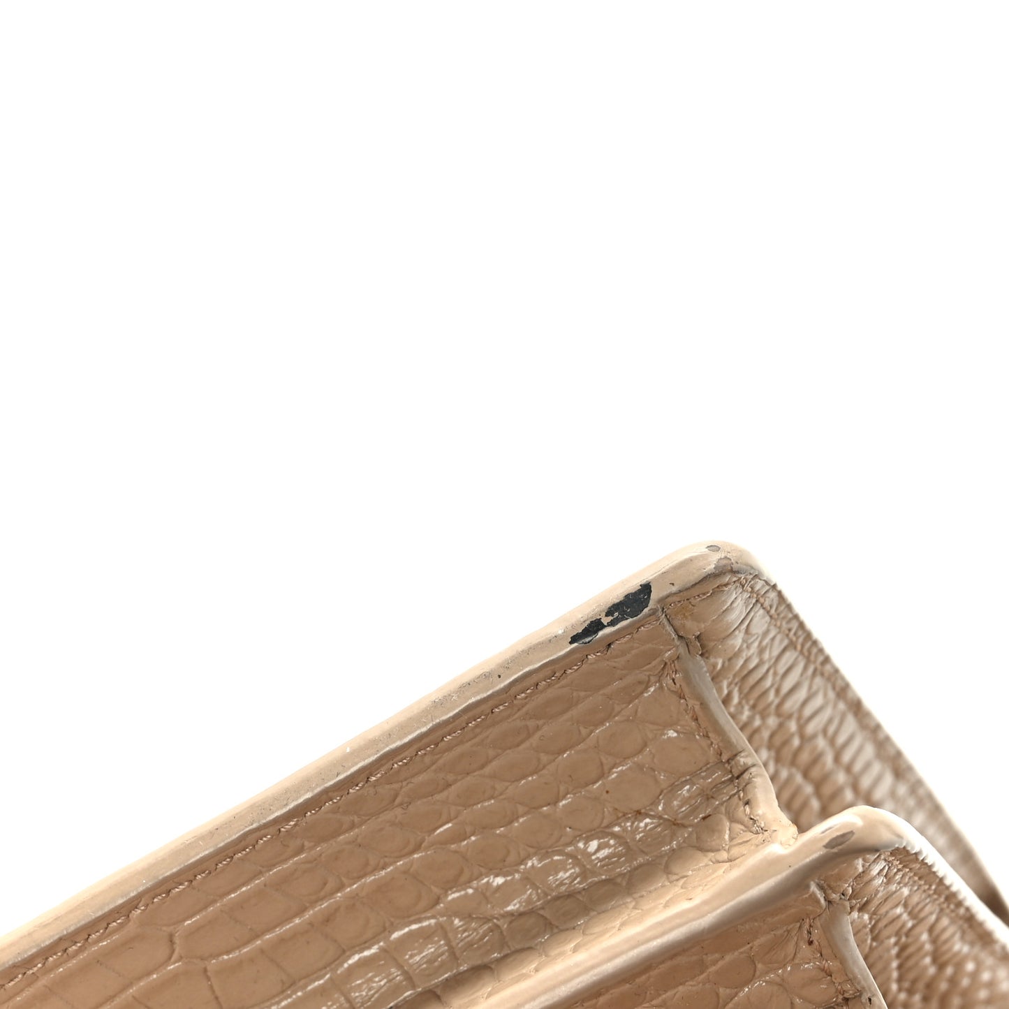 Calfskin Crocodile Embossed Medium Monogram Sunset Dark Beige