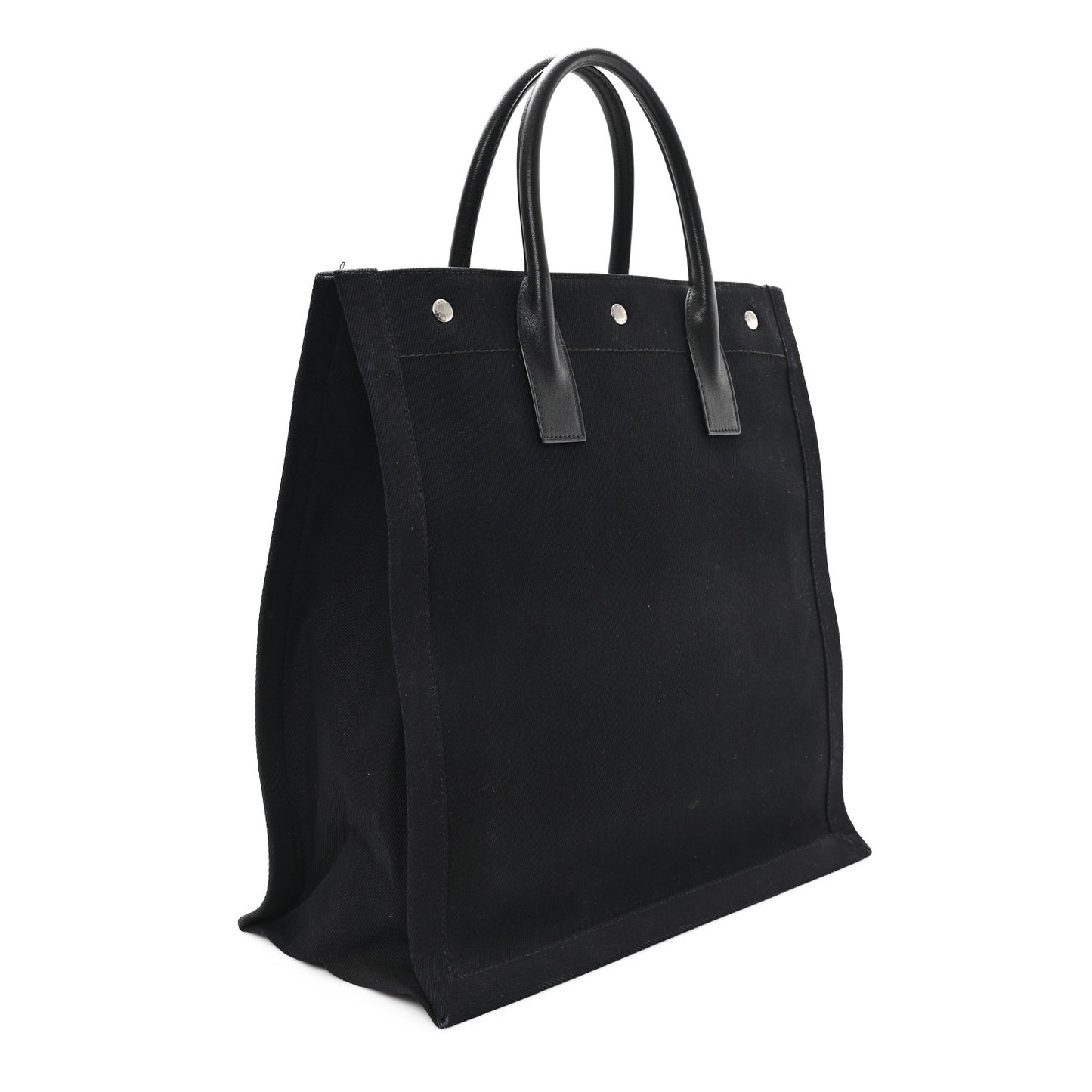 Linen Calfskin Rive Gauche North South Tote Black