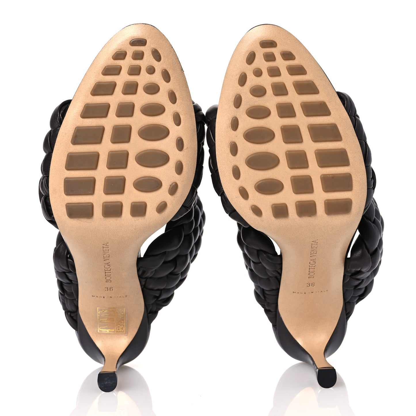 Nappa Twisted Padded Intrecciato Curve Slide Sandals 36 Fondant