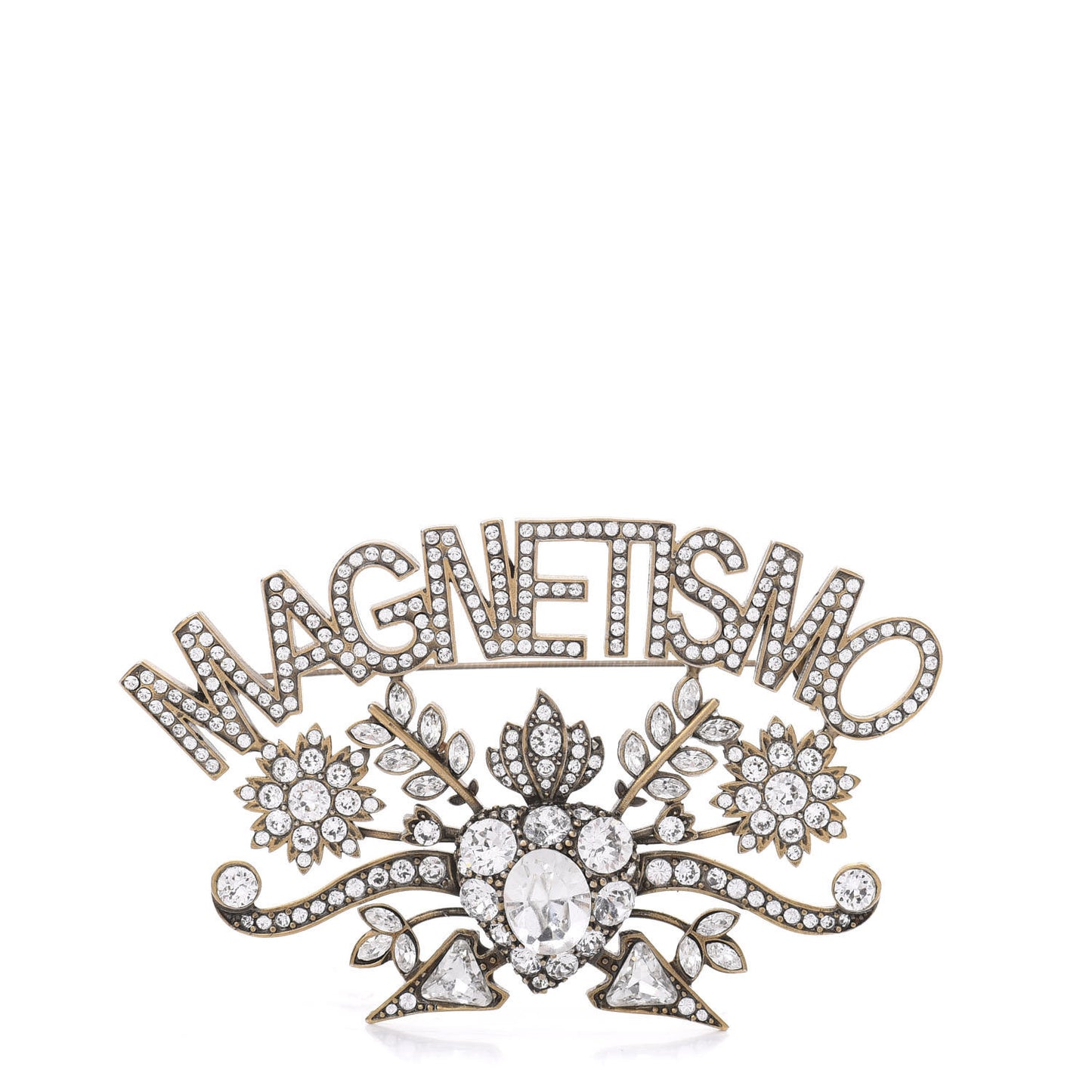 Metal Crystal Magnetismo Brooch Aged Gold