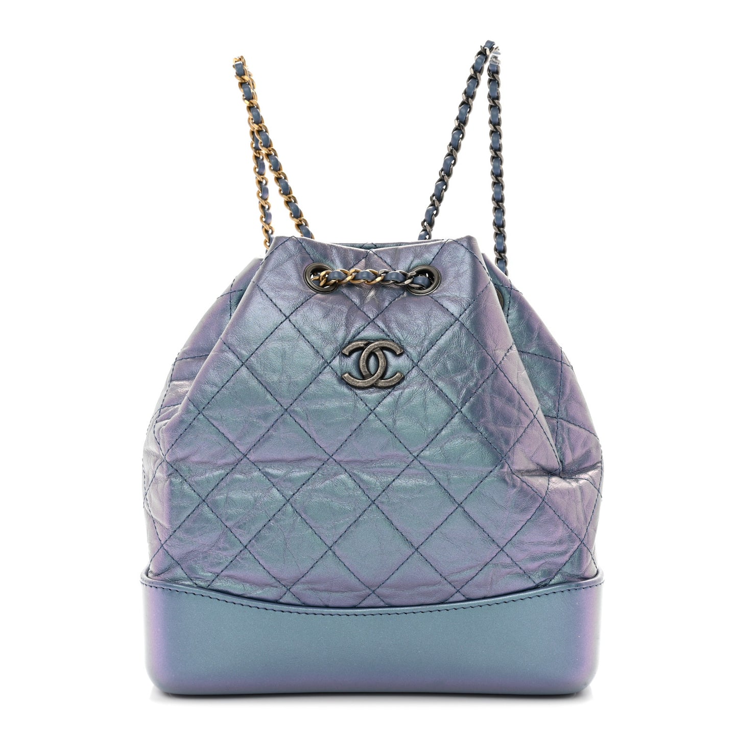 Iridescent Lambskin Calfskin Small Quilted Gabrielle Backpack Light Purple